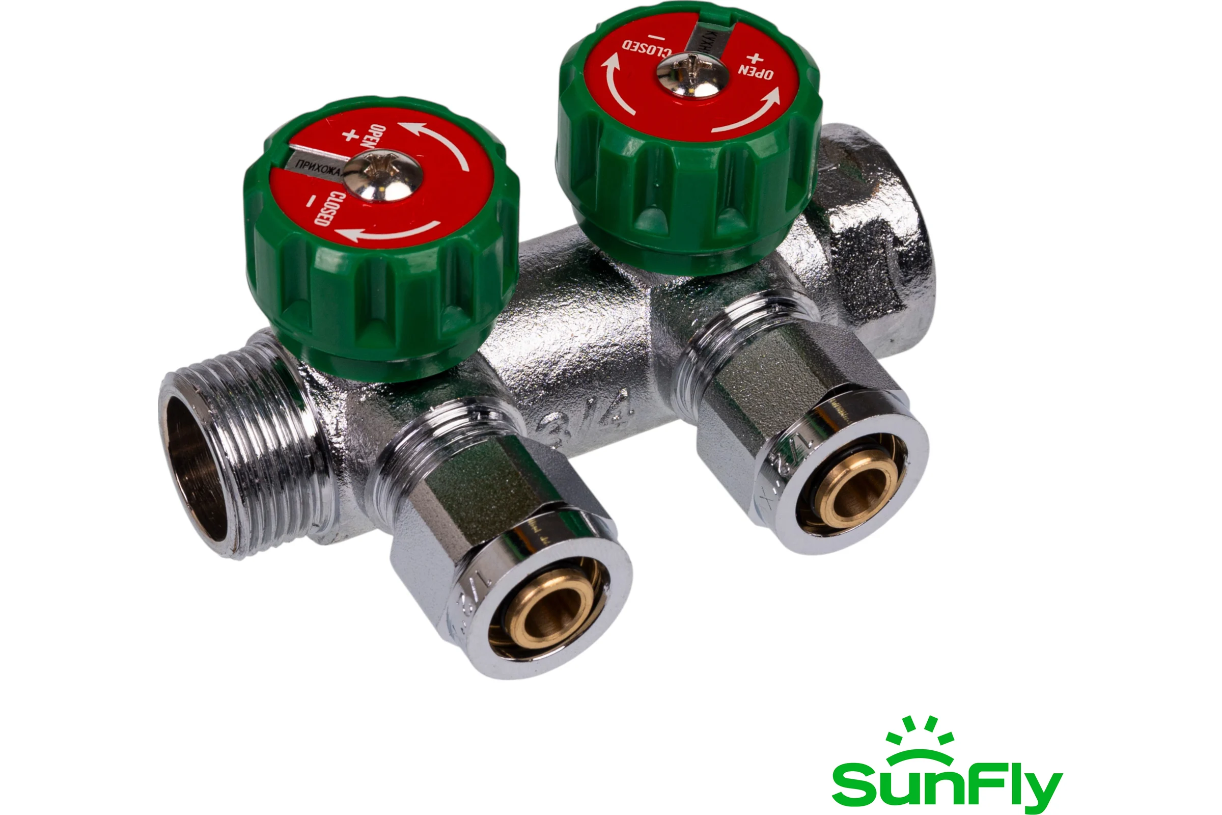 Коллектор регулирующий SUNFLY 3/4, 2 отвода 1/2ЕК x O14/16 (XF25421-34-2-12) SF0343129
