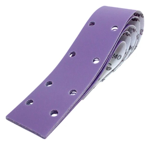 Абразивные полоски 70*420 мм CERAMAX PURPLE PAPER 14 отверстий, P100, 50 шт. 1CRX1410