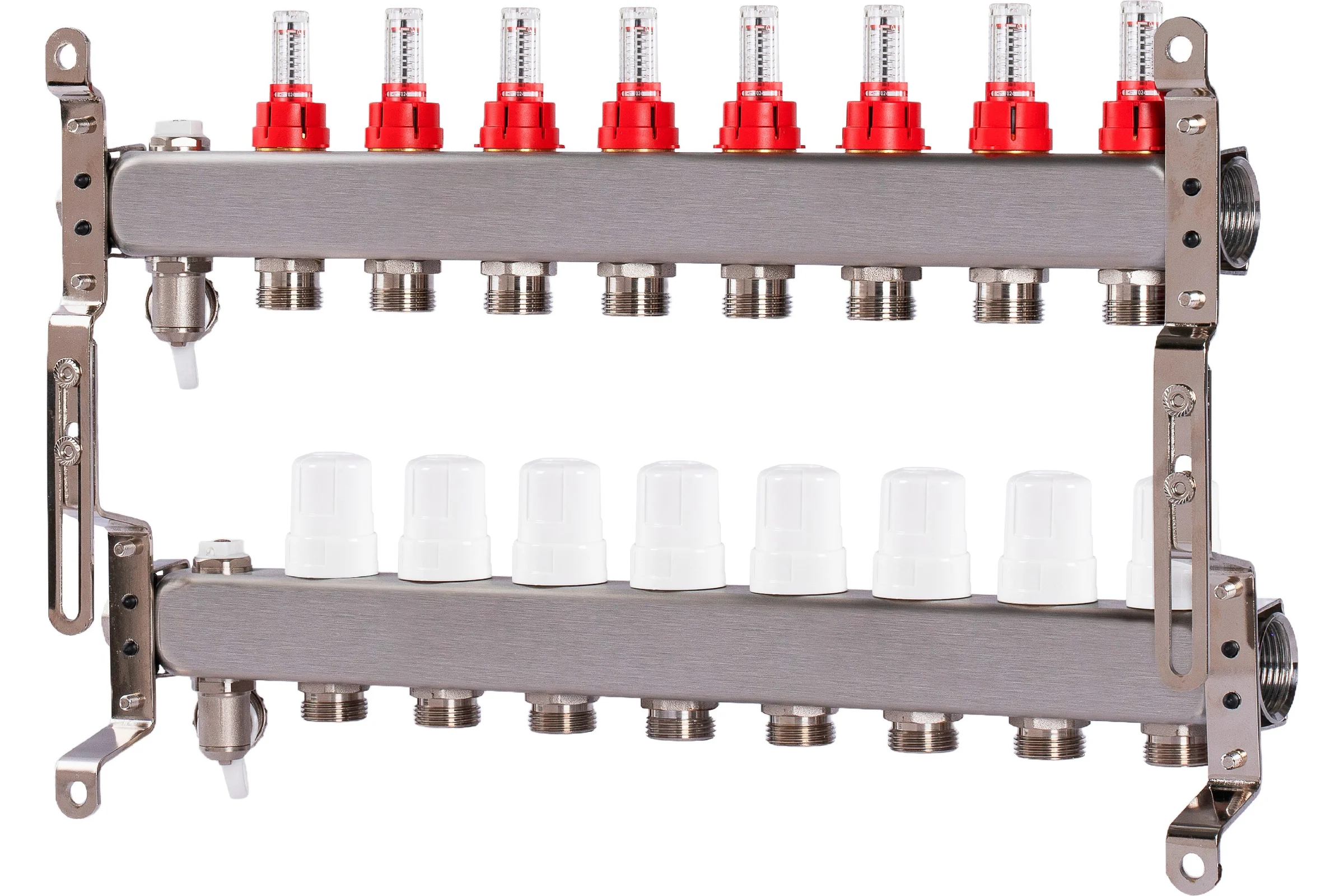 Блок коллекторный OKSELER  с расходомерами, дренажным краном и краном Маевского, 8 вых., 1x3/4EK Oks00318