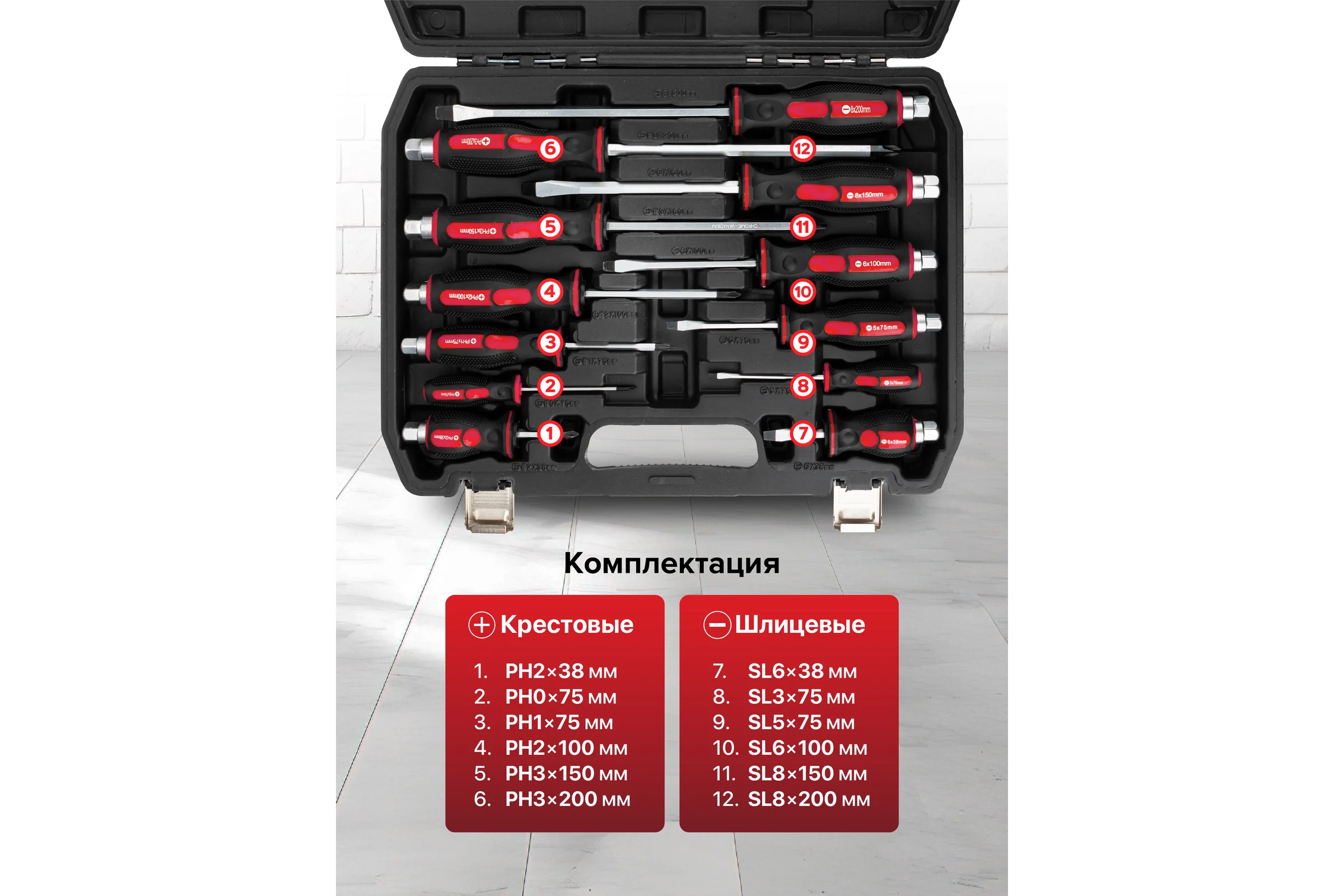 Набор отверток Forcekraft 12 предметов FK-21310(65804)