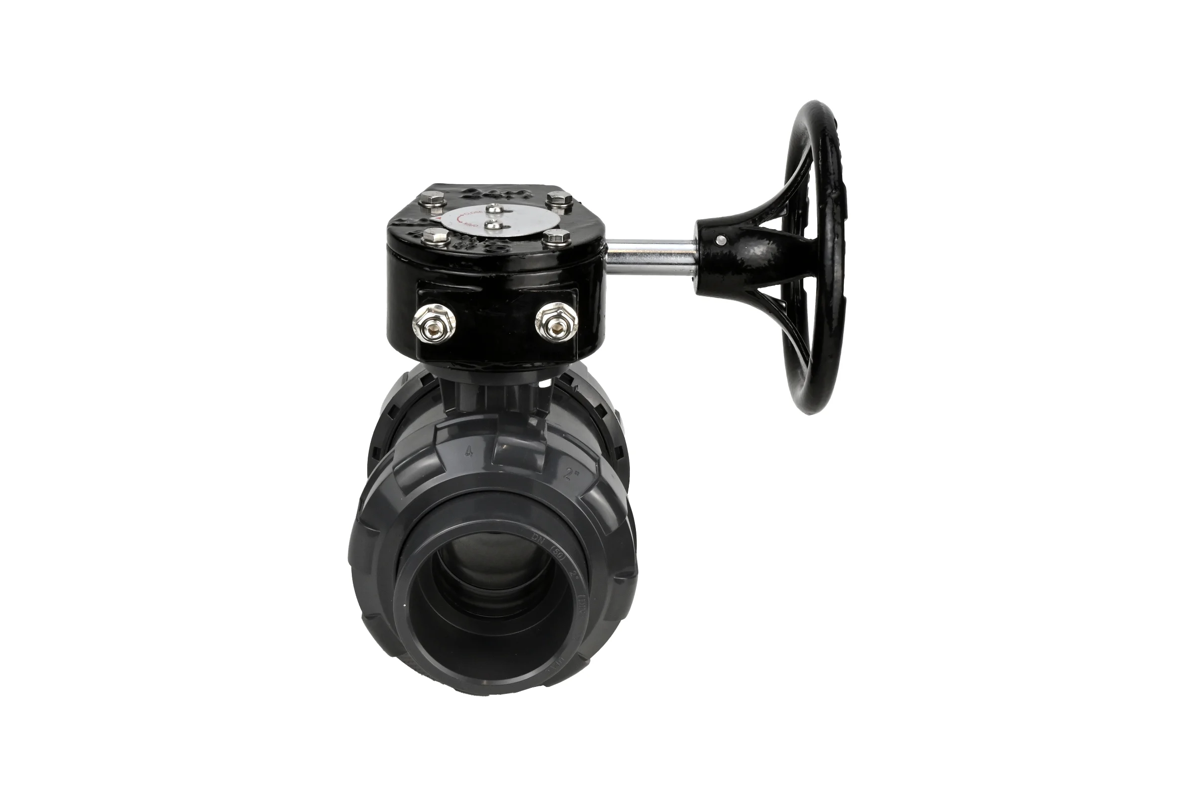 Кран шаровой НПВХ-НПВХ-E-FP-GRM-ISO Ду100 Ру10 DN.ru с редуктором RDN-3 D160-65170