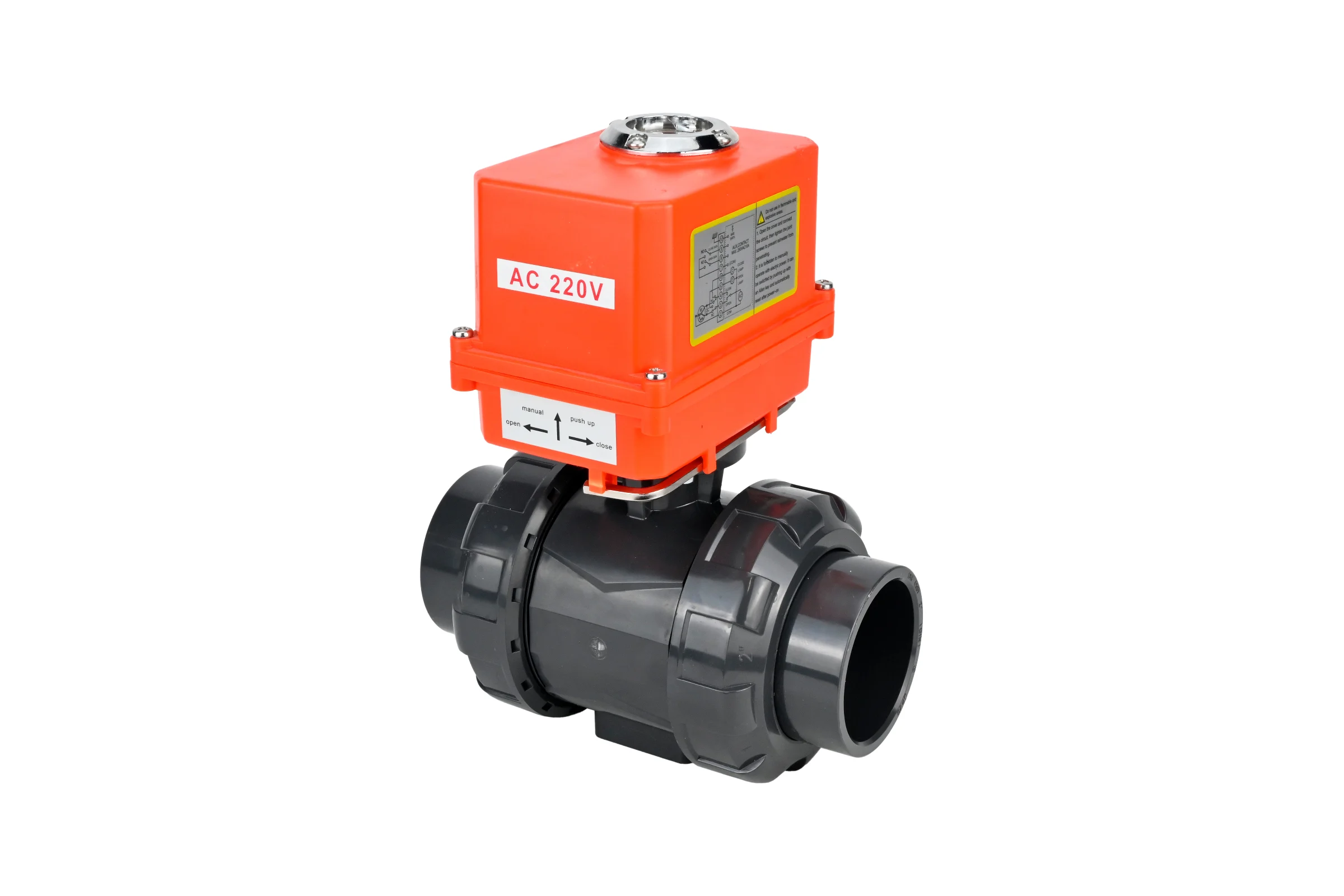 Кран шаровой НПВХ-НПВХ-E-FP-GRM-ISO Ду25 Ру10 DN.ru с электроприводом QT-003-MINI 220В D160-65160