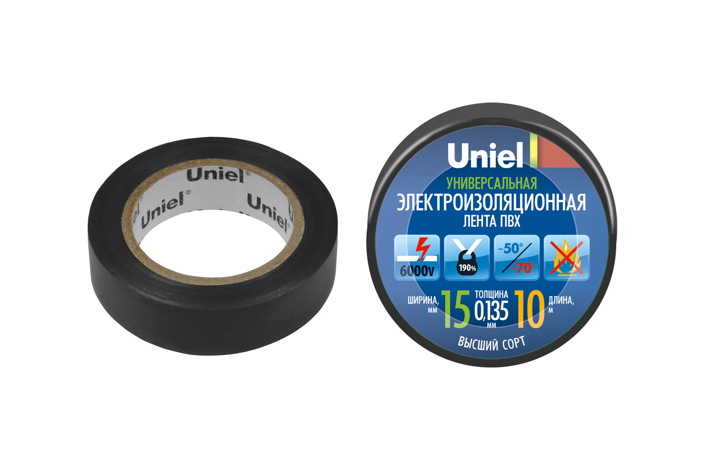 Изоляционная лента Uniel 10/15/01 BLK UIT-135P 4510