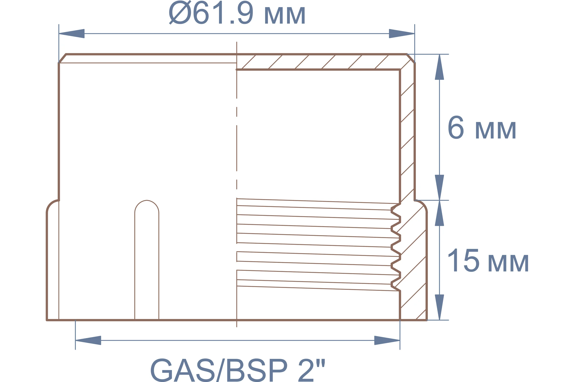 Заглушка пластиковая с внутренней резьбой Миниворкс GAS/BSP 2"x11, цвет красный – (5 шт.) CF2