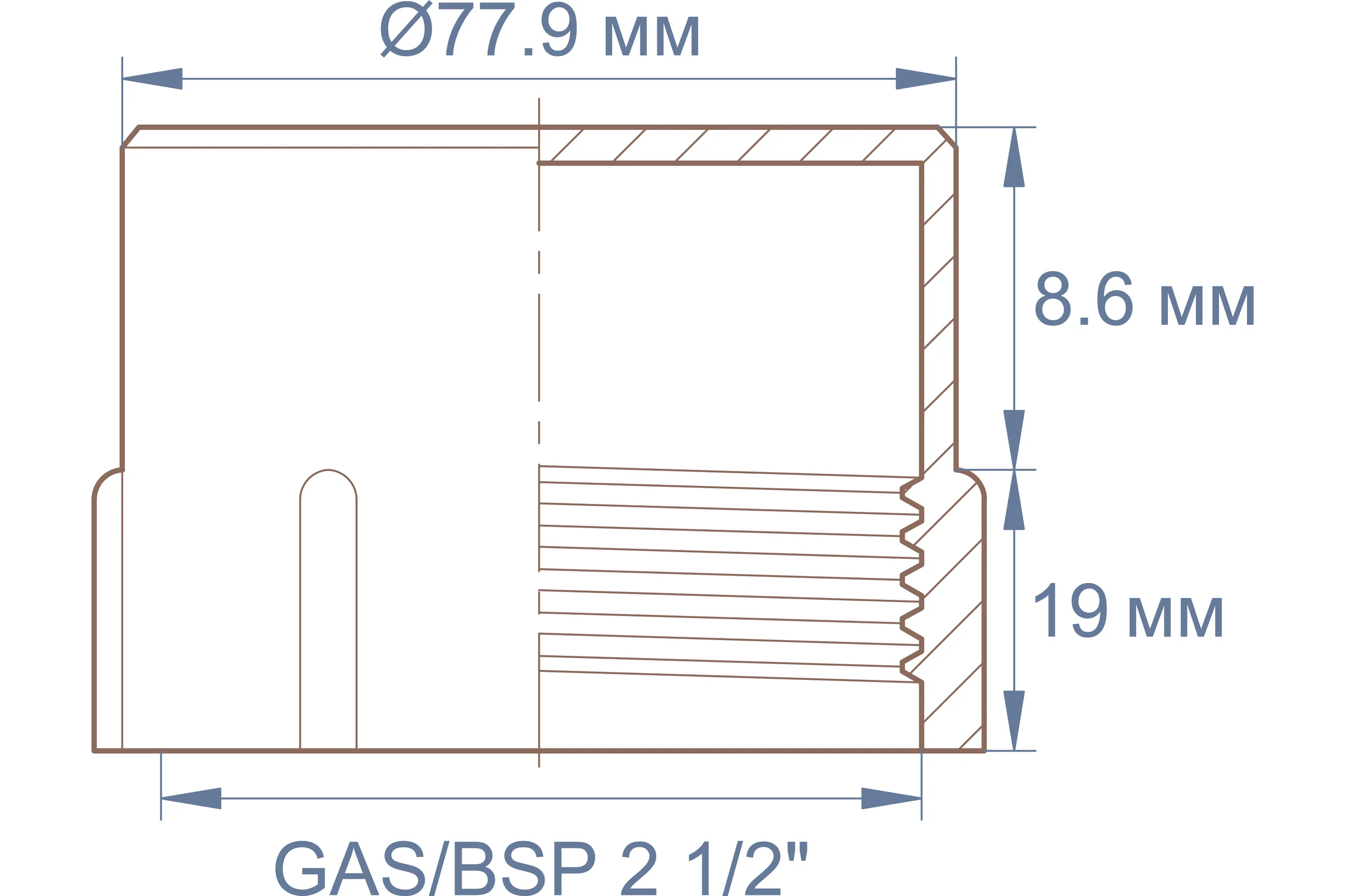 Заглушка пластиковая с внутренней резьбой Миниворкс GAS/BSP 2,1/2"x11, цвет красный – (2 шт.) CF2,1/2
