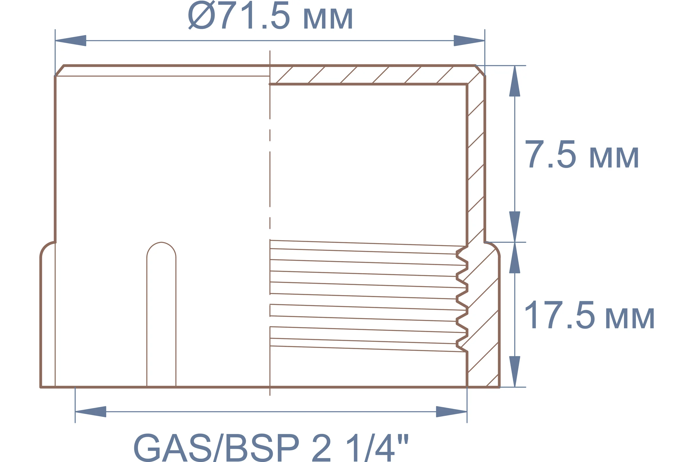 Заглушка пластиковая с внутренней резьбой Миниворкс GAS/BSP 2,1/4"x11, цвет красный – (2 шт.) CF2,1/4
