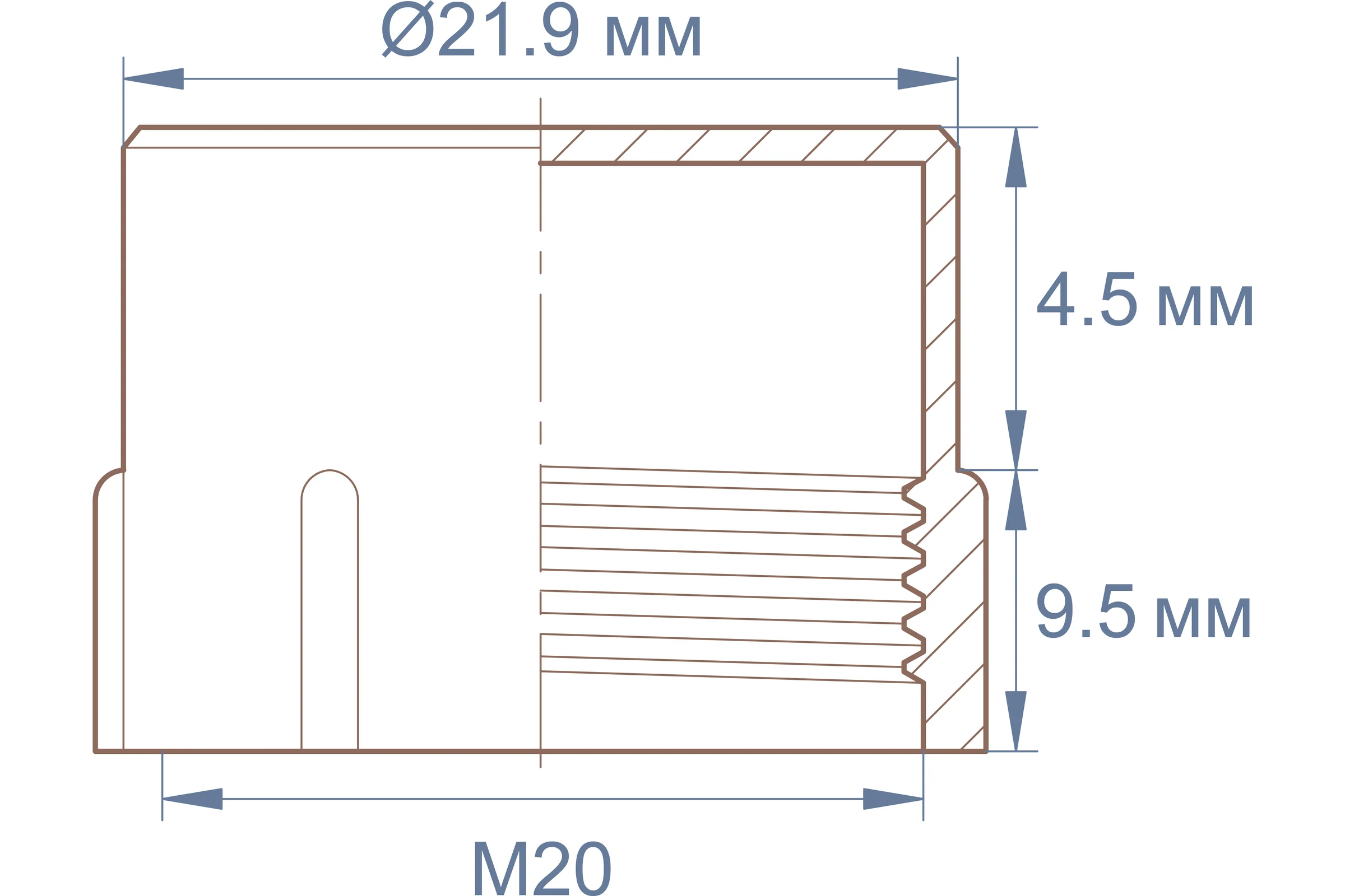 Заглушка пластиковая с внутренней резьбой Миниворкс M20x1,5, цвет красный – (20 шт.) CF20x1,5