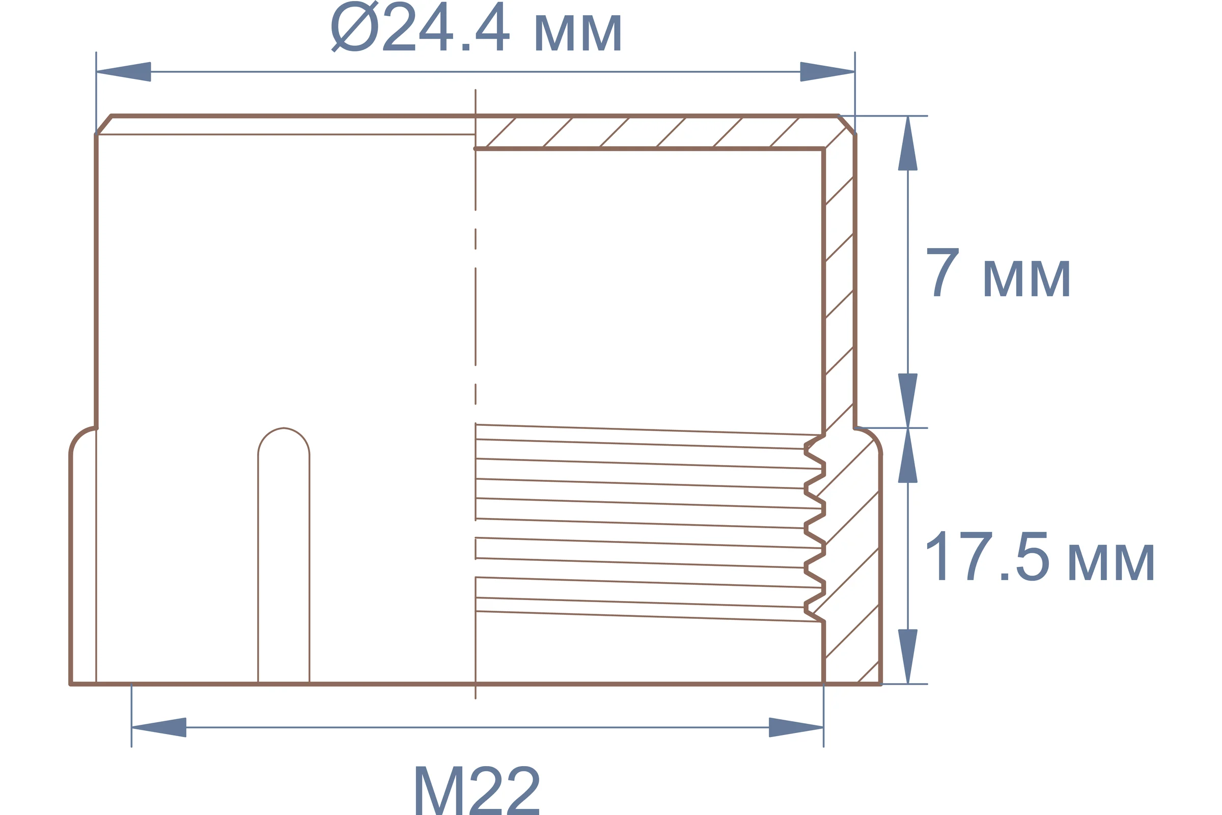 Защита наружной резьбы Миниворкс M22×1,5, цвет красный – (15 шт.) CF22x1,5B