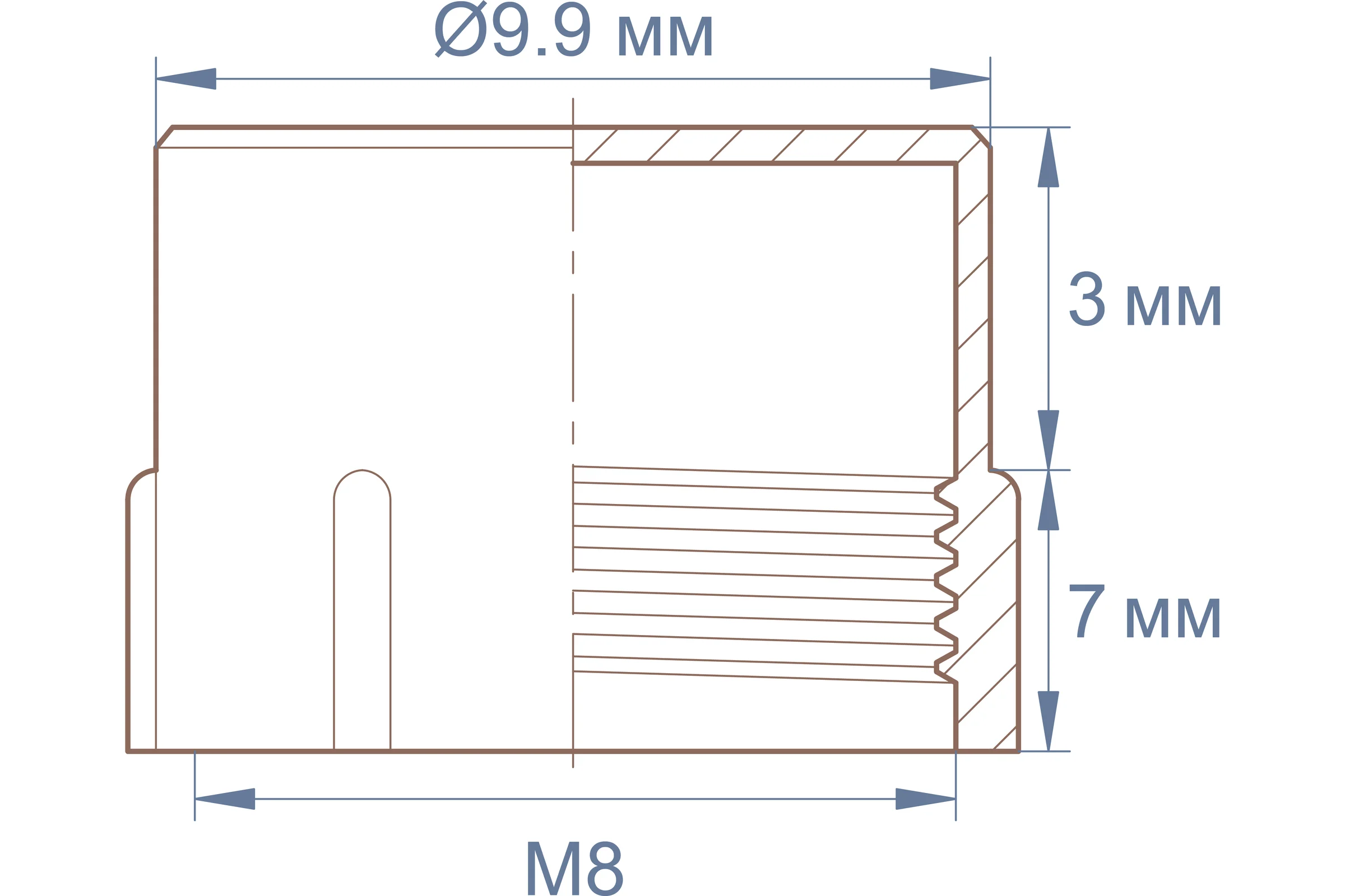 Защита наружной резьбы Миниворкс M8×1, цвет красный – (20 шт.) CF8x1