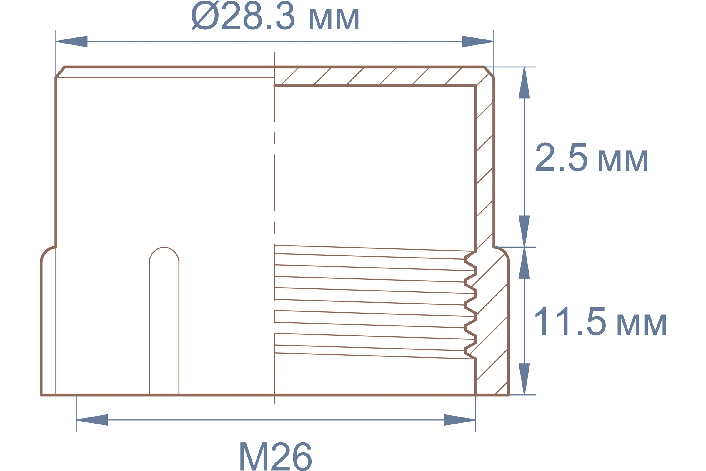 Заглушка пластиковая с внутренней резьбой Миниворкс M26x1,5, цвет красный – (10 шт.) CF26x1,5