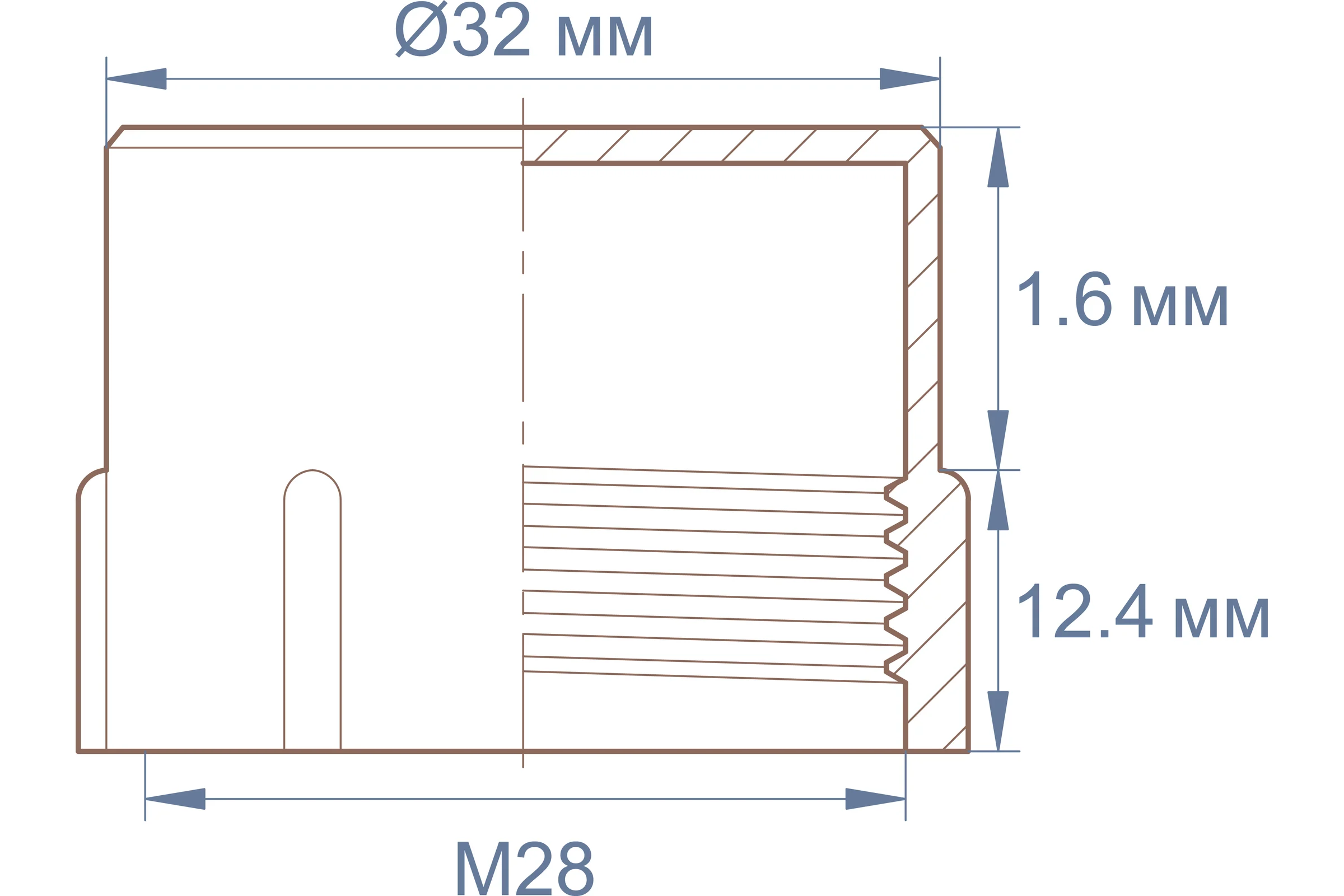 Заглушка пластиковая с внутренней резьбой Миниворкс M28x1,5, цвет красный – (10 шт.) CF28x1,5