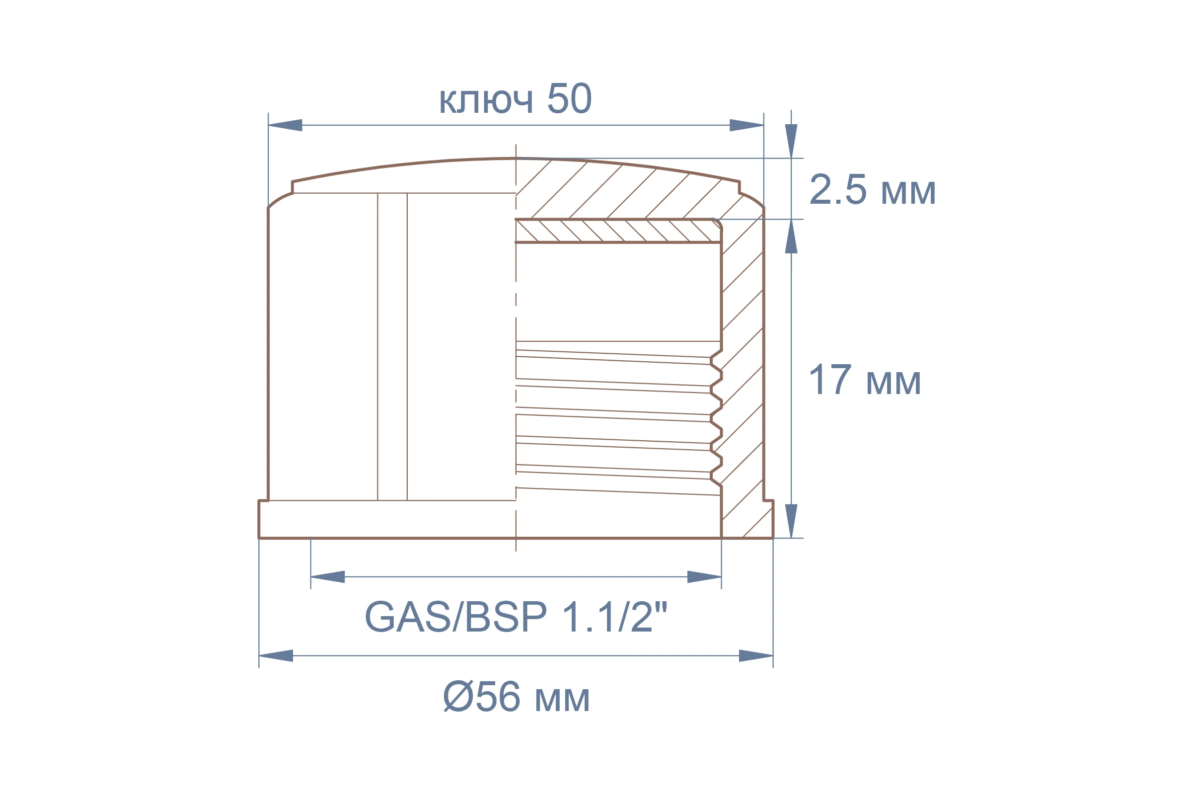 Защита наружной резьбы Миниворкс GAS/BSP 1 1/2"×11, цвет желтый – (1 шт.) CFT1,1/2