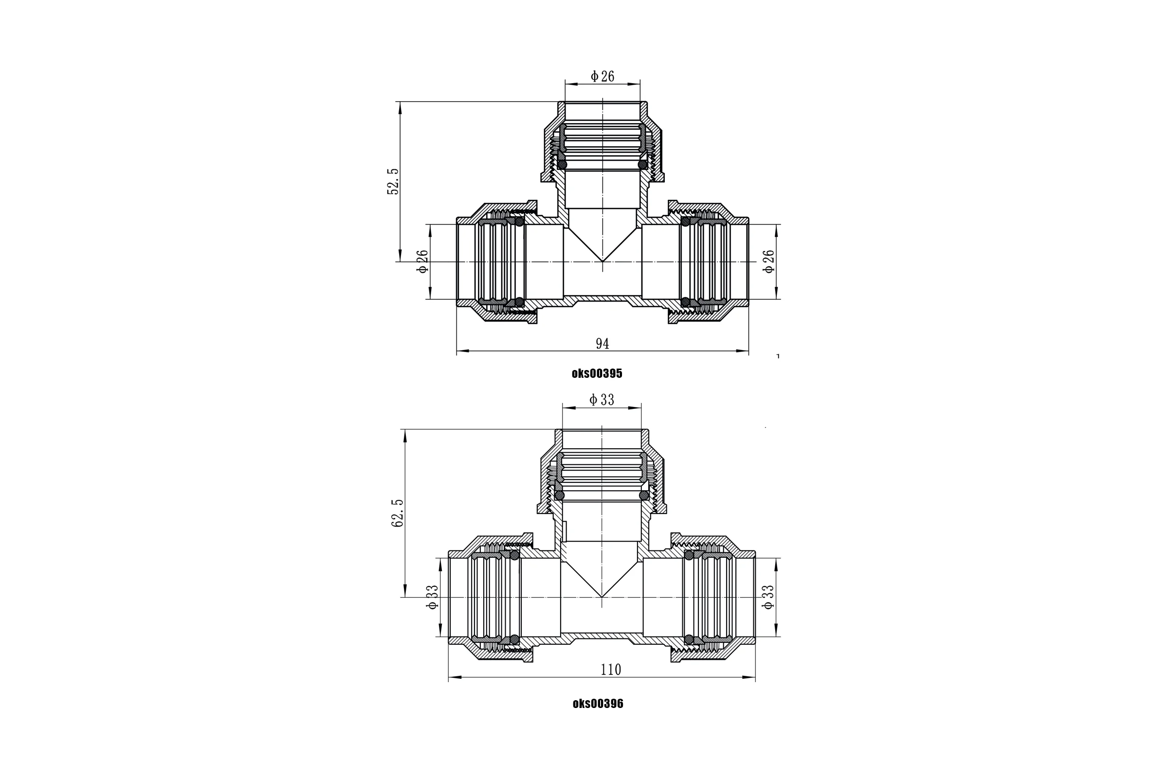 Тройник для ПНД труб OKSELER 32x32x32 oks00396