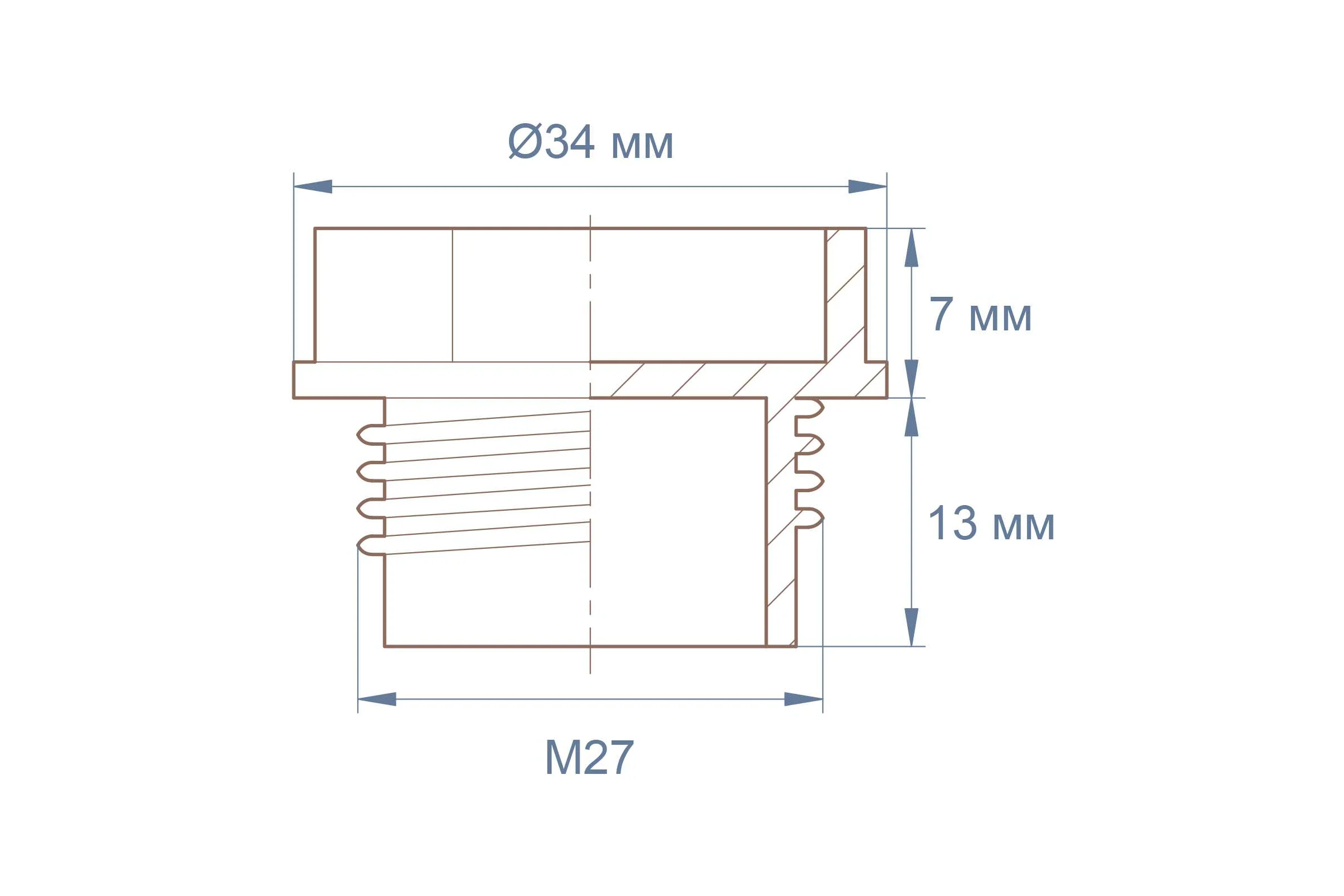 Защита внутренней резьбы Миниворкс M27x1.5, желтый, 5 шт TFUGM27х1.5