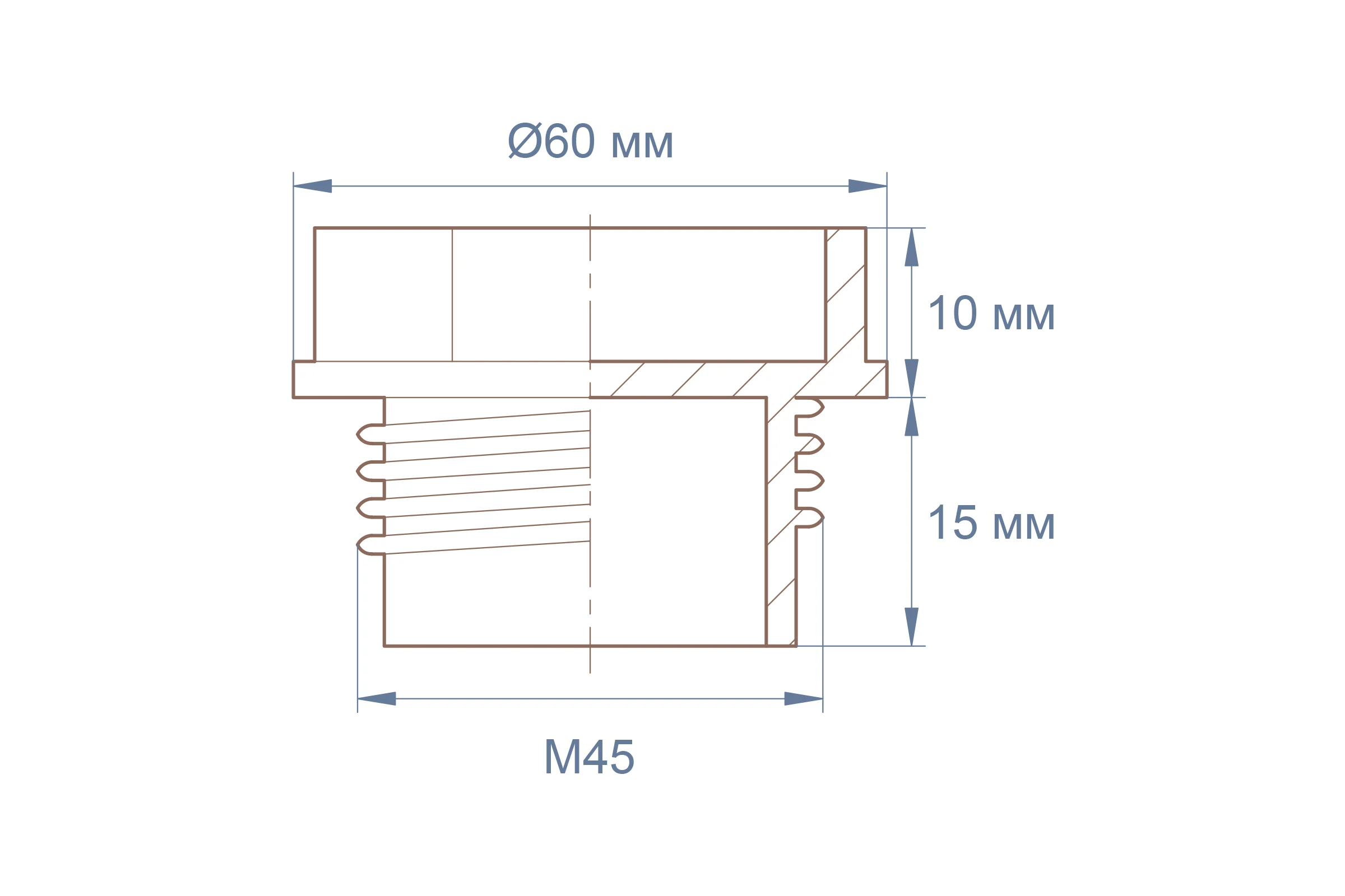 Защита внутренней резьбы Миниворкс M45x1.5, желтый, 2 шт TFUGM45х1.5