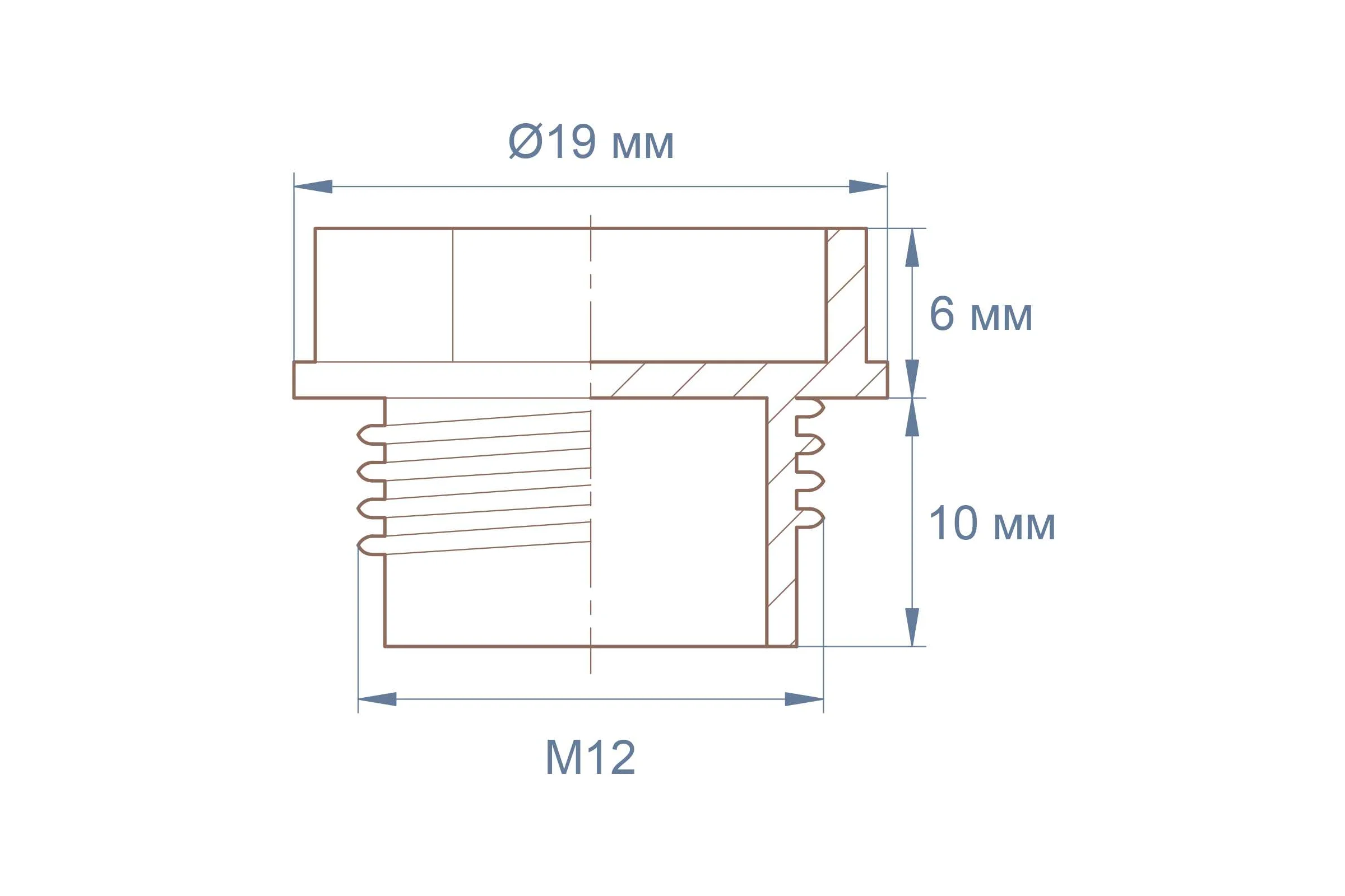 Защита внутренней резьбы Миниворкс M12×1,5, цвет желтый – (10 шт.) TFUGM12х1,5