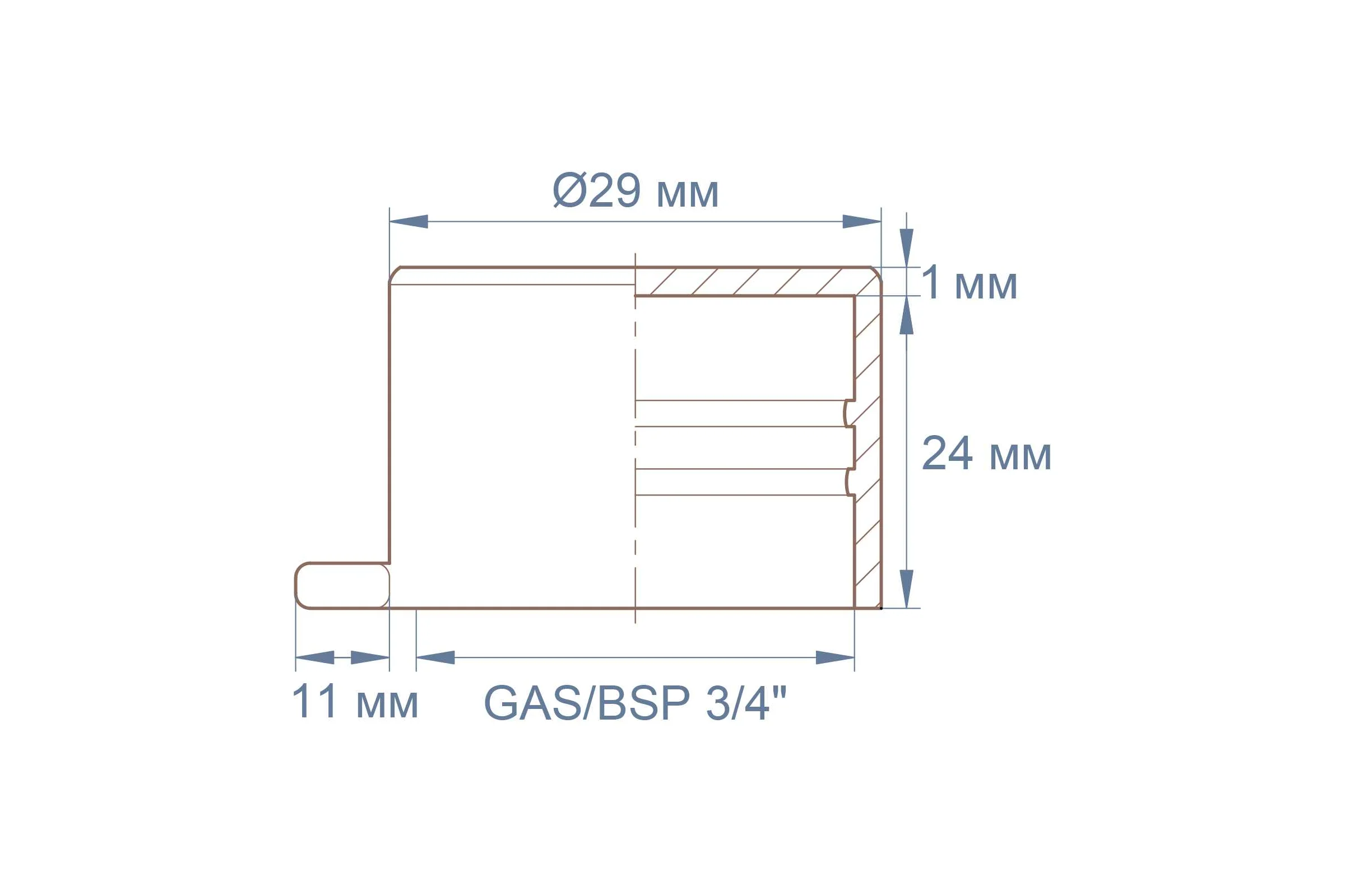 Колпачок пластиковый под наружную резьбу Миниворкс 3/4"х14 (GAS/BSP), серия TLS, желтый, 20 шт TLS3/4