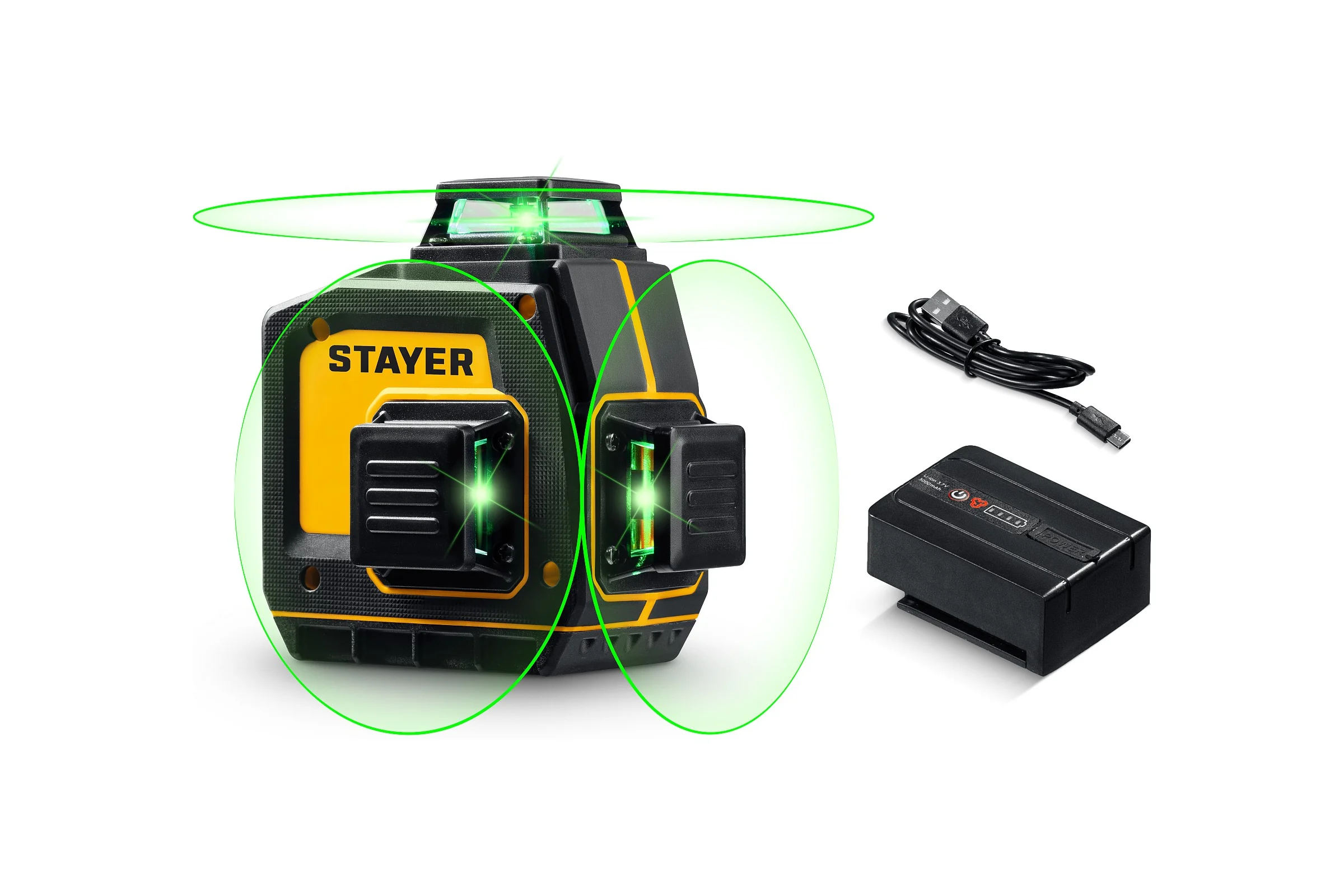 Зеленый лазерный нивелир STAYER SL-3D, 50м, точн. +/-0,5 мм/м 34963