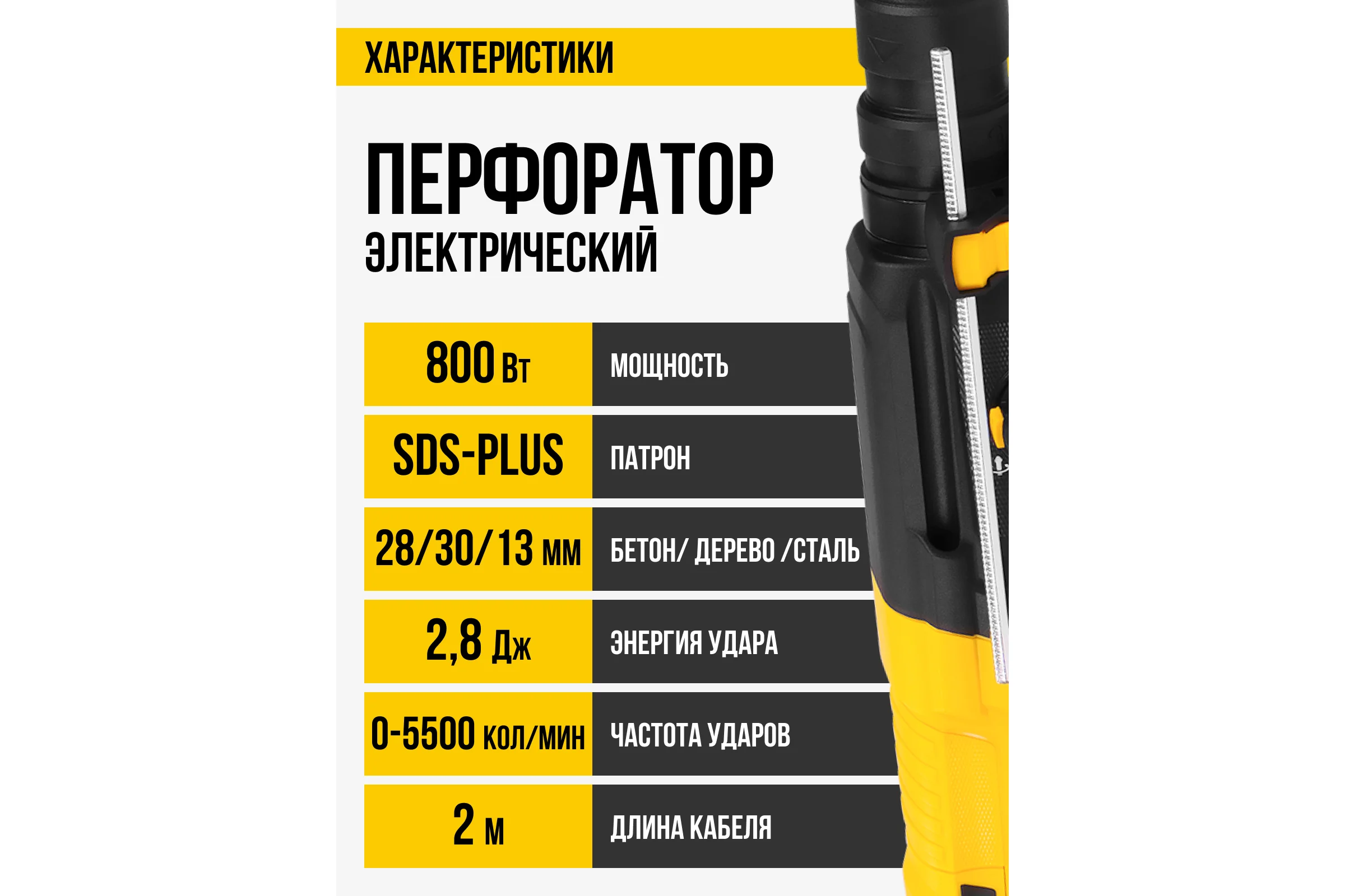Перфоратор Kolner SDS-PLUS с доп.БЗП патроном, KBH 3-28K, 3 режима, 28мм, 2.9Дж, 8030300206