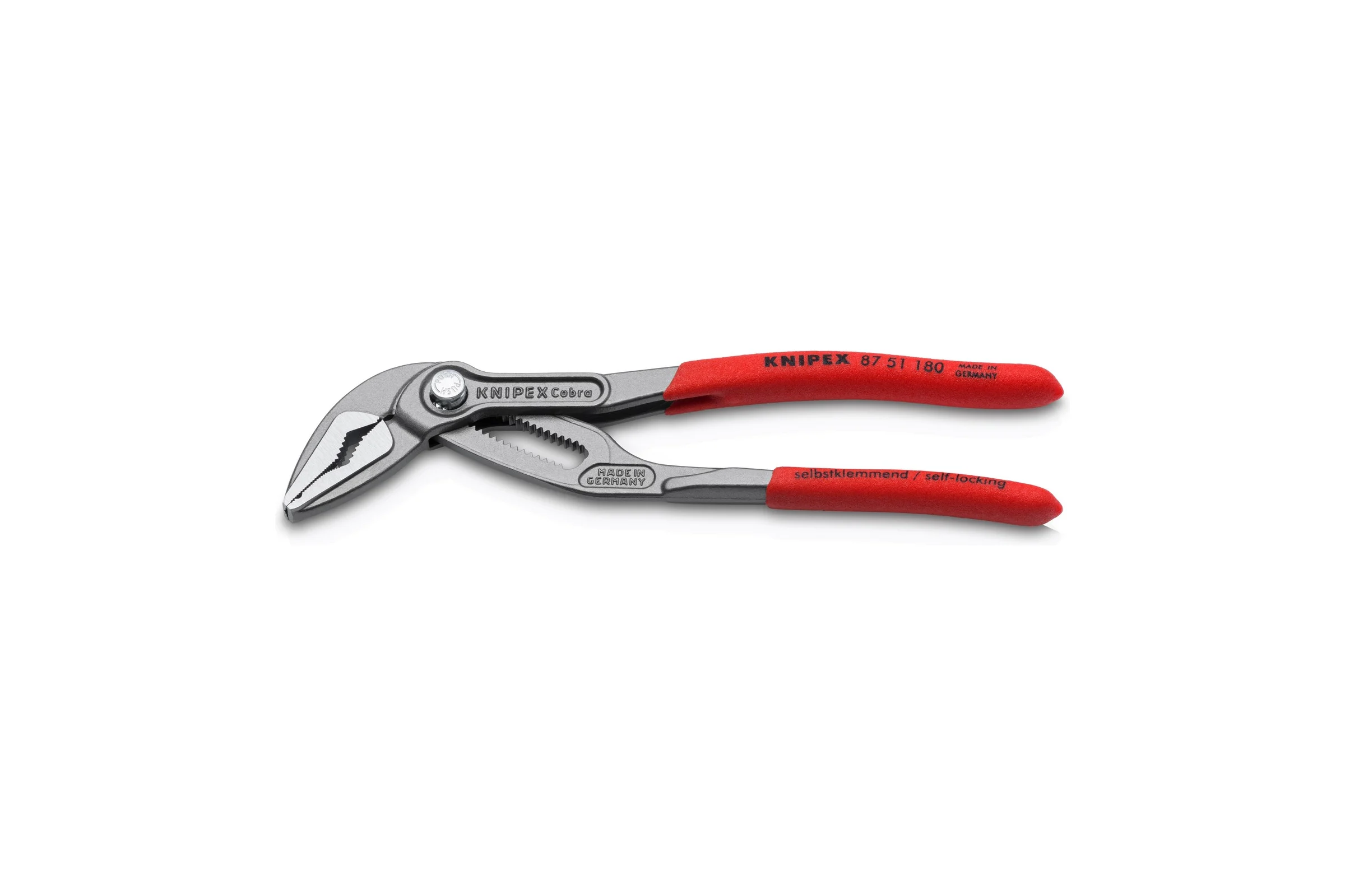 Клещи переставные Knipex COBRA ES, тонкие, зев 32 мм, длина 180 мм, фосфатированные, обливные ручки KN-8751180