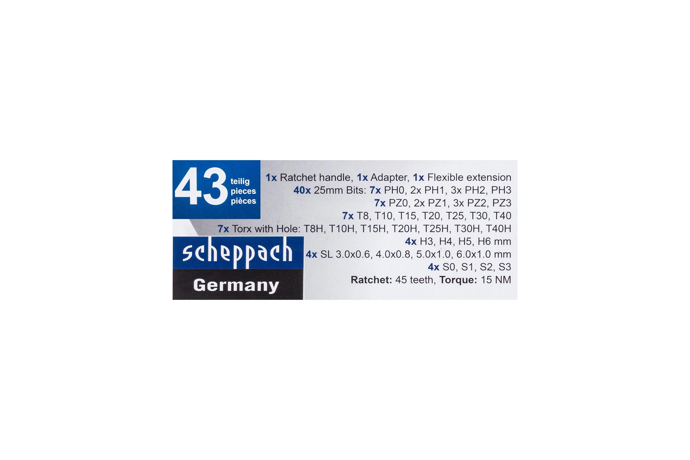 Биты Scheppach набор 43 предмета Sch-30311126(65802)