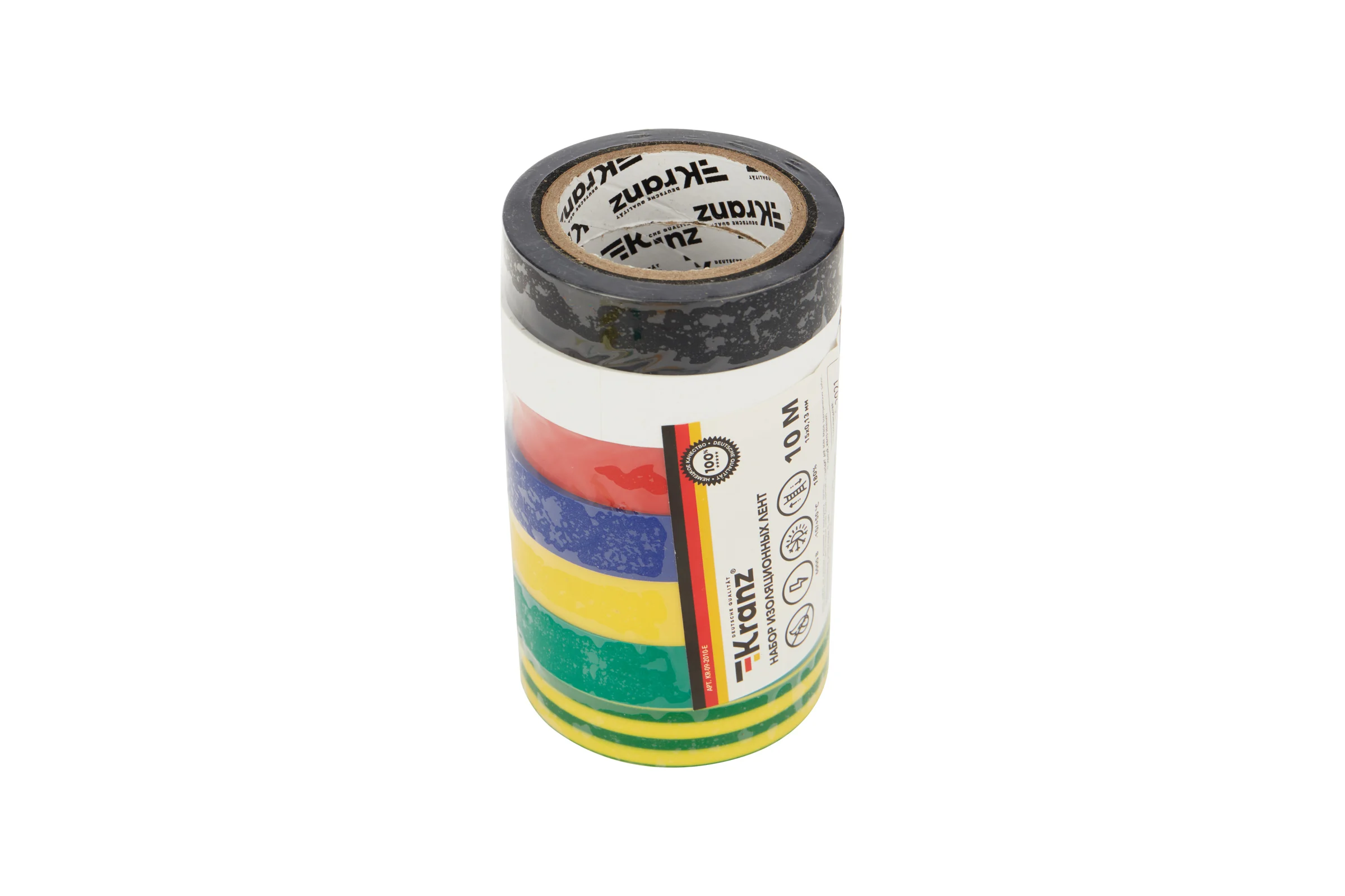 Набор изоленты KRANZ 0,13х15 мм, 10 м, 7 цветов KR-09-2010-E
