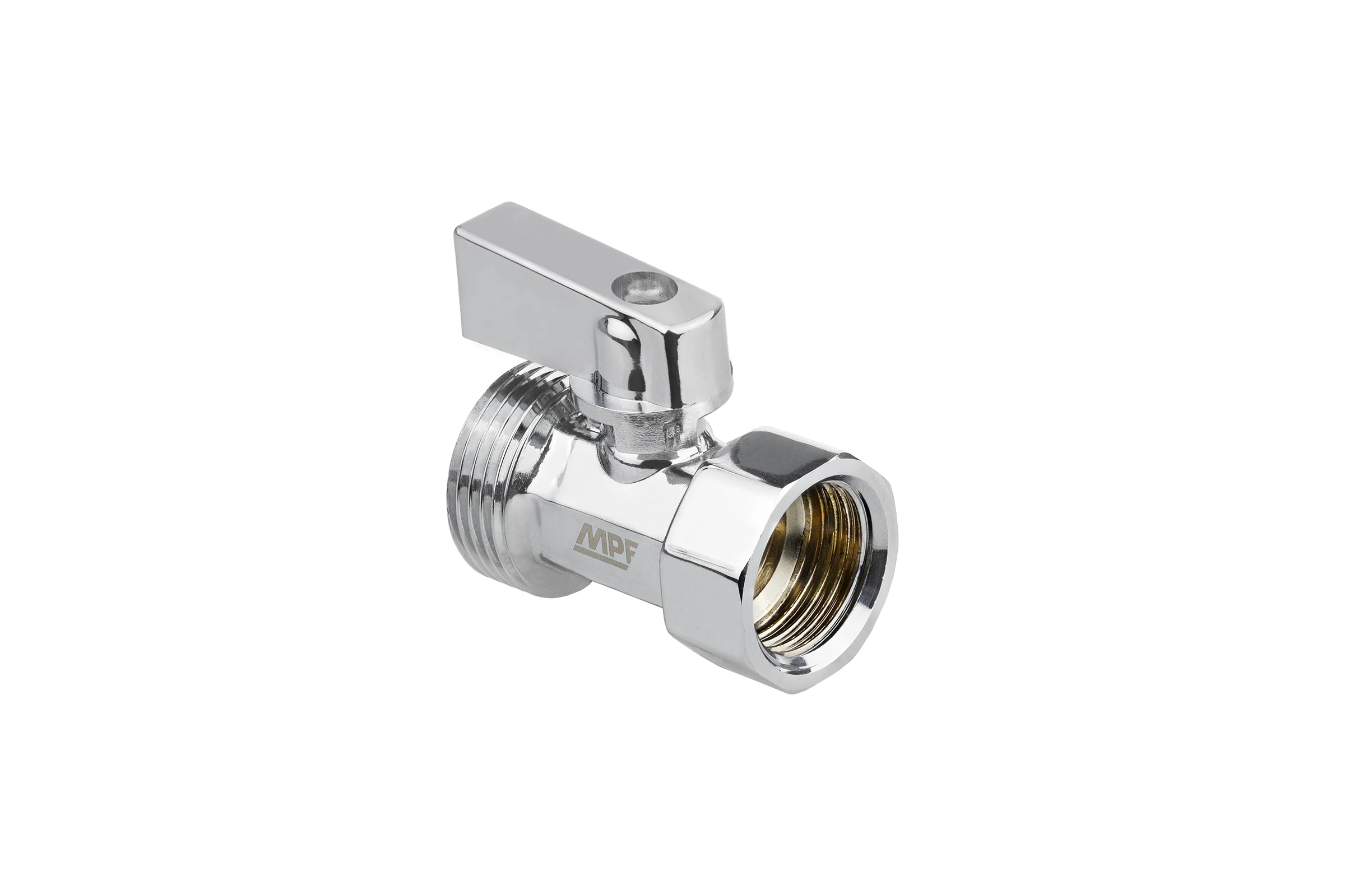 Кран-мини MPF 1/2" х 3/4" в/н, ЗЕРКАЛЬНЫЙ ХРОМ. латунь, ГОСТ ИС.081221
