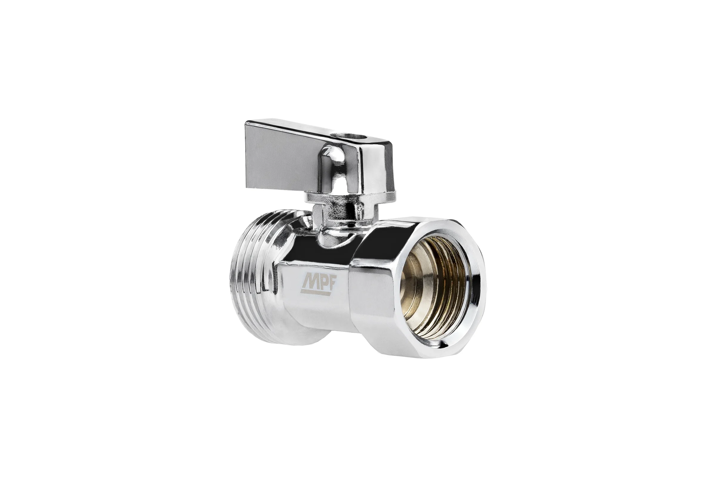 Кран-мини MPF 1/2" х 3/4" в/н, ЗЕРКАЛЬНЫЙ ХРОМ. латунь, ГОСТ ИС.081221