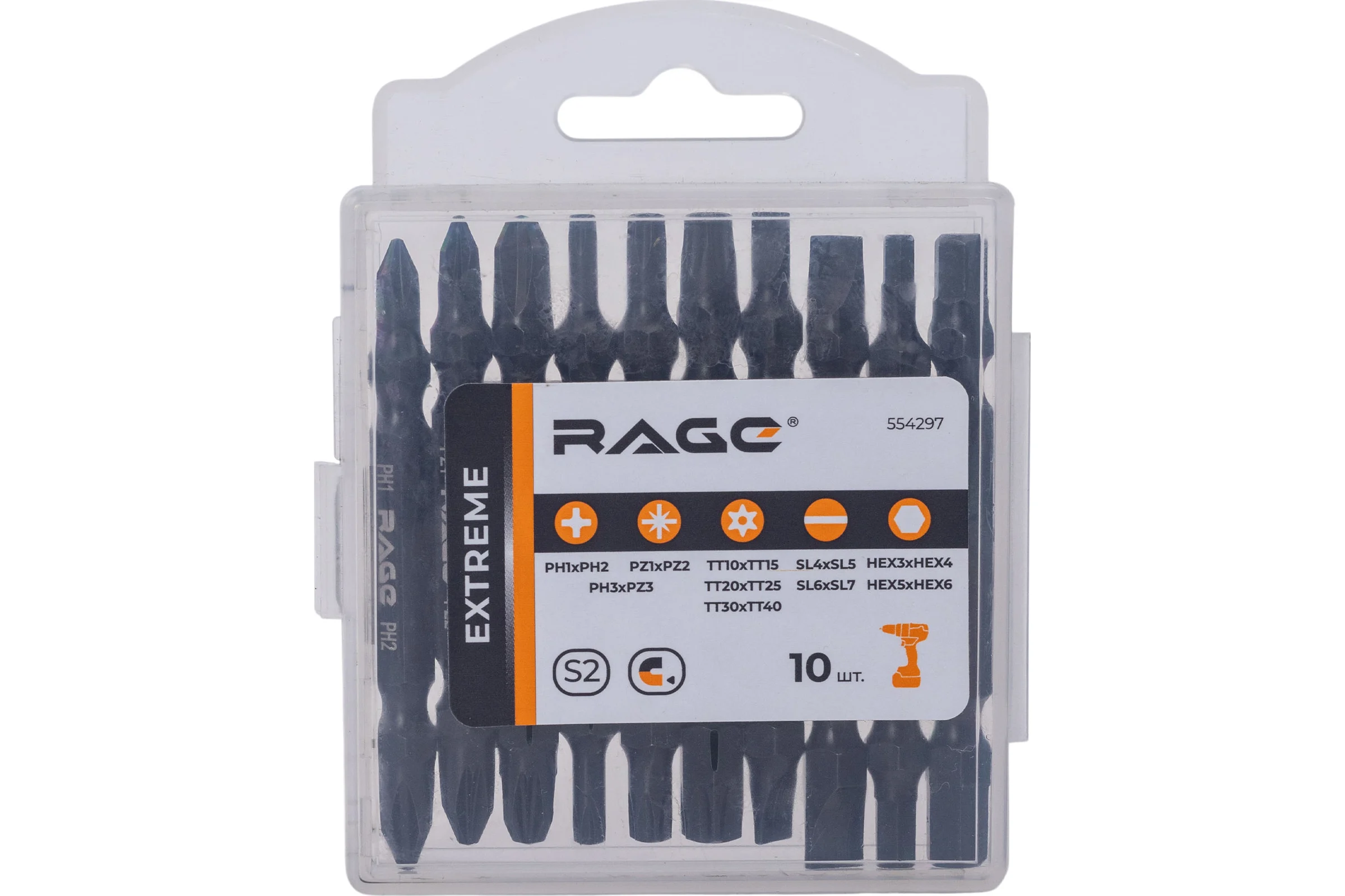 Набор бит двусторонних RAGE S2 10 шт 554297