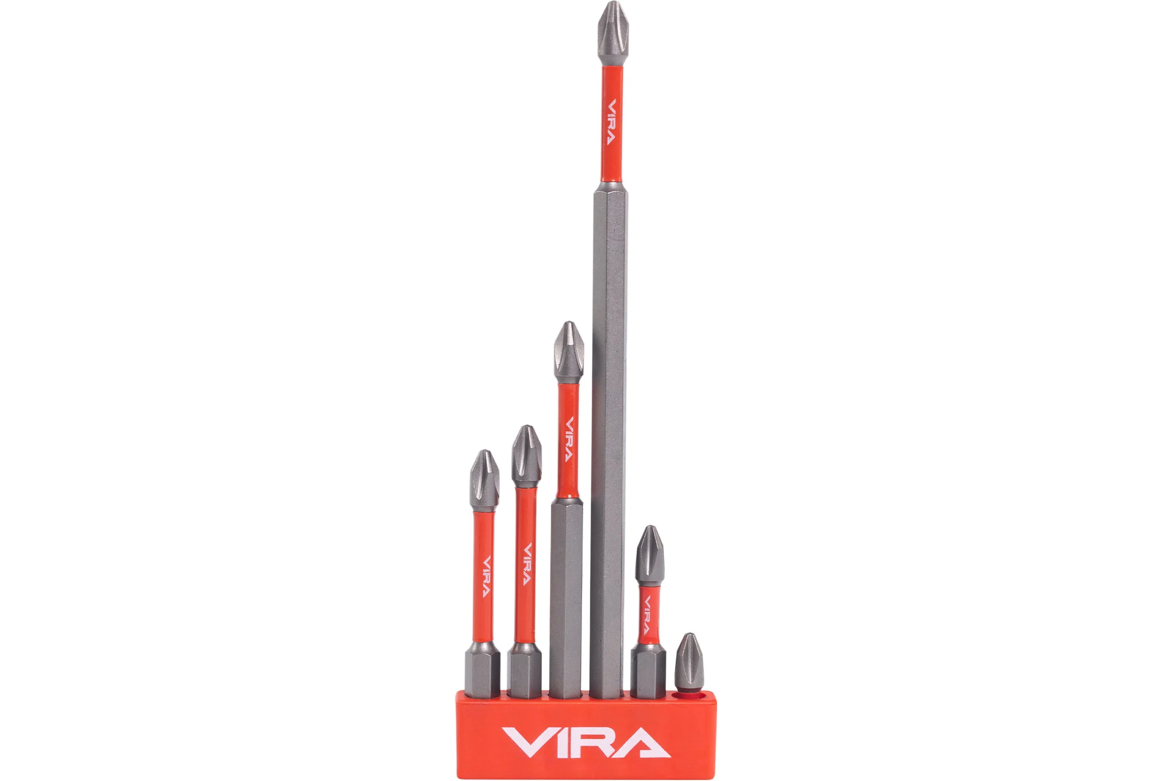 Набор бит для шуруповерта магнитные торсионные VIRA S2 PH2 длина 25 мм 50 мм 65 мм 70 мм 90 мм 150мм 6 шт 554188