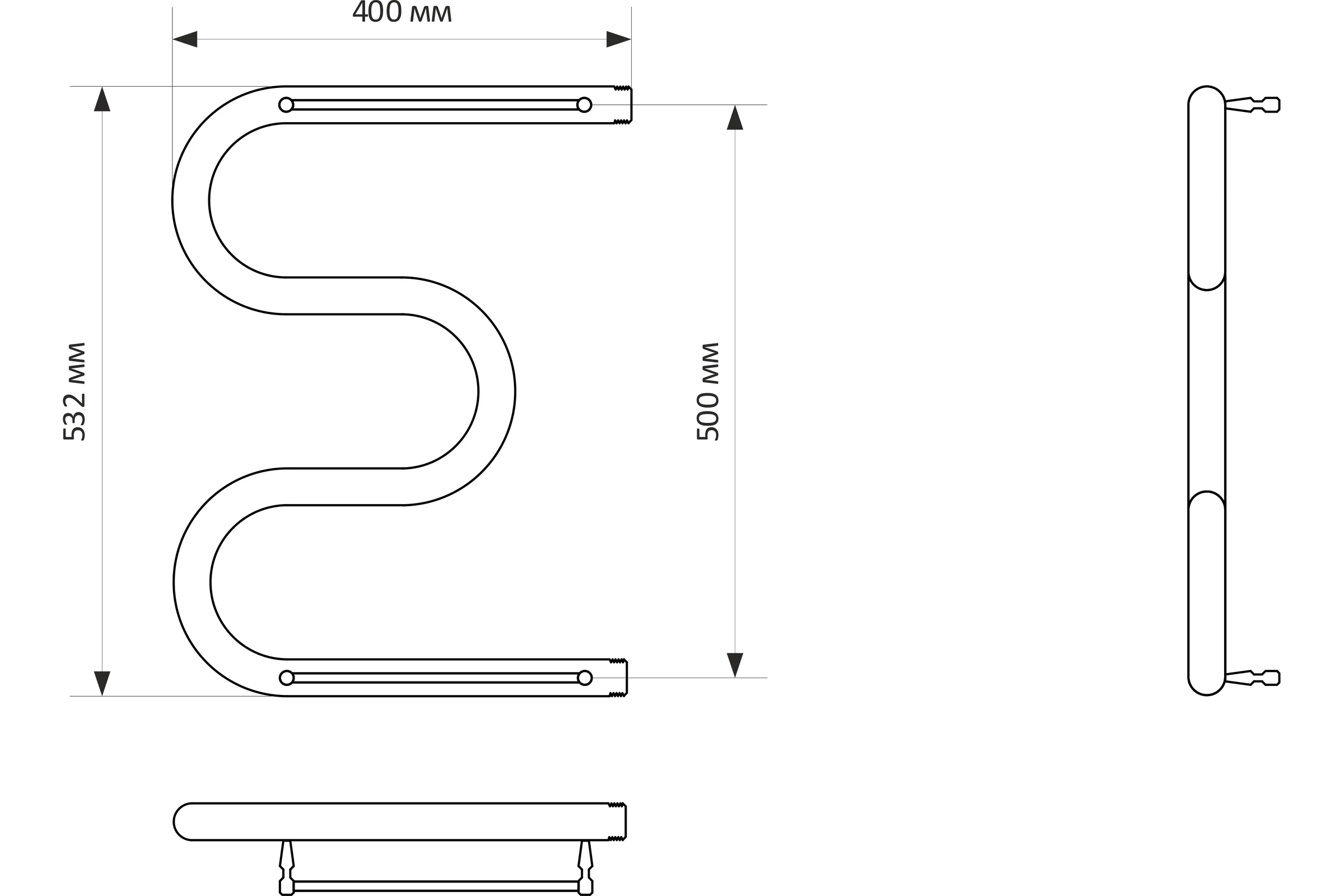Полотенцесушитель MIXLINE SIMPLE M 50x40 1'' полка 556295