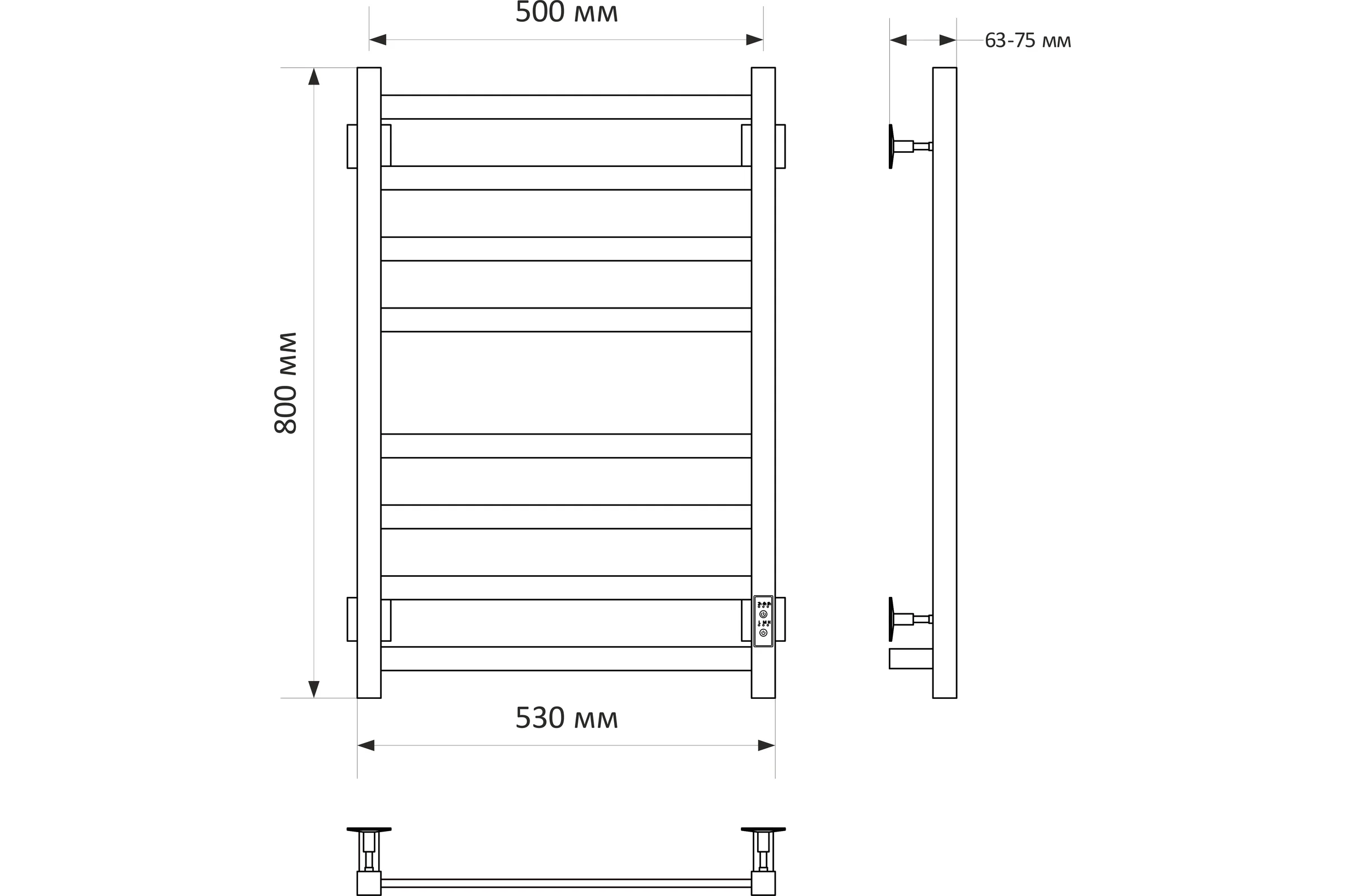 Полотенцесушитель MIXLINE TRIUMPH 80x50 таймер, 415 Вт, 8 перекладин электрический БЕЛЫЙ 556381