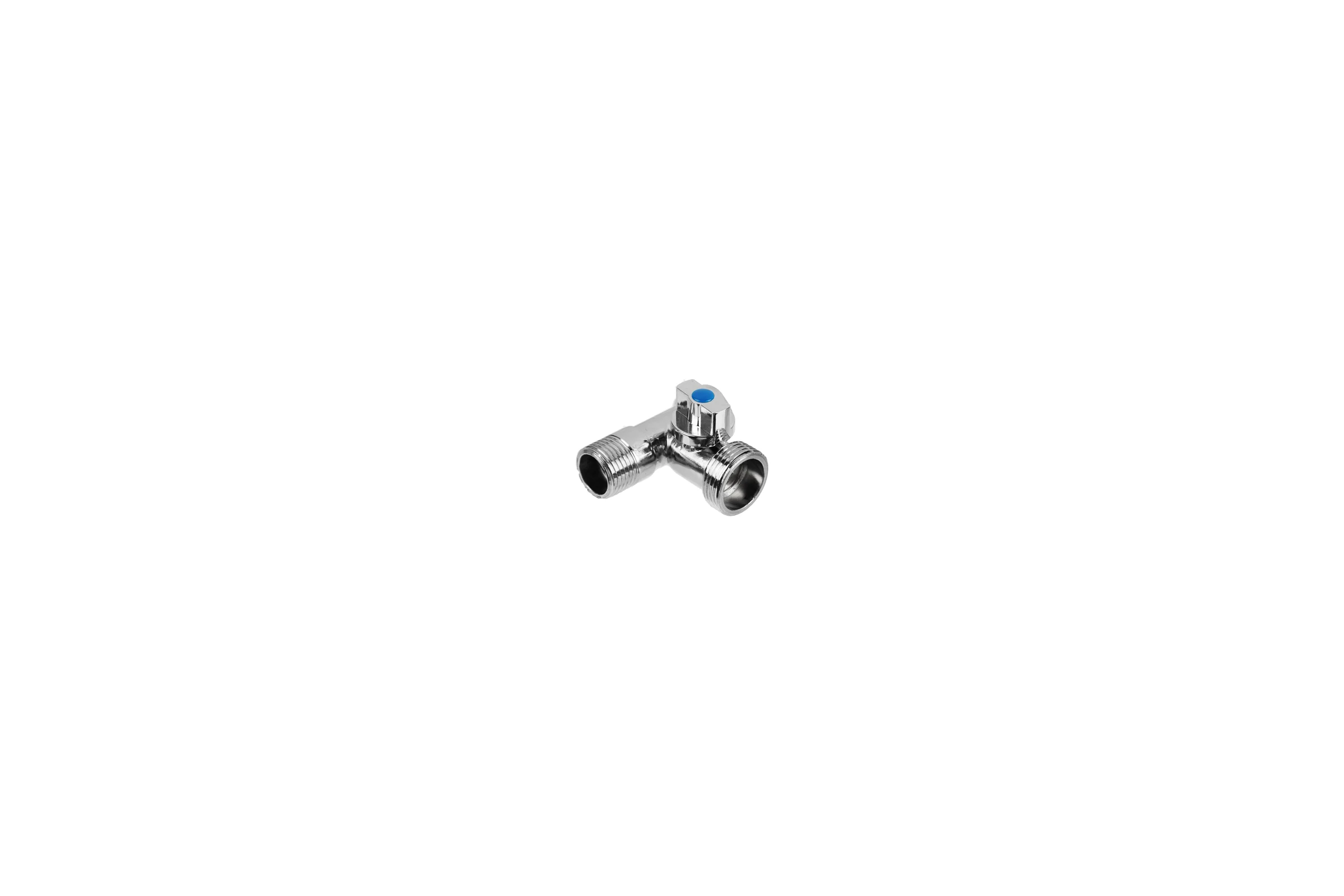 Шаровой угловой трехпроходной кран FRESSO 1/2"х3/4"х1/2", ВР-НР-НР, хром 554-446