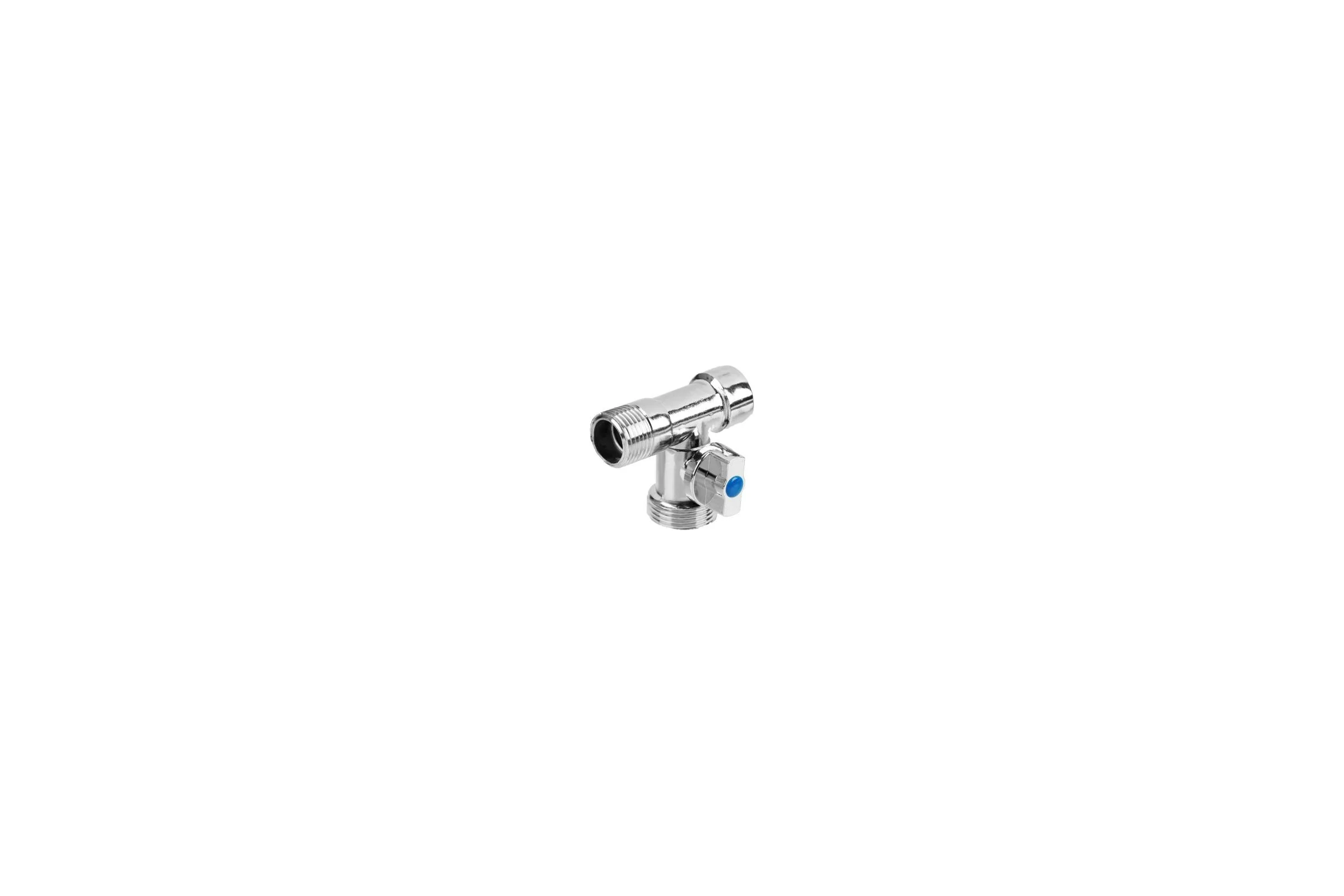 Шаровой угловой трехпроходной кран FRESSO 1/2"х3/4"х1/2", ВР-НР-НР, хром 554-446