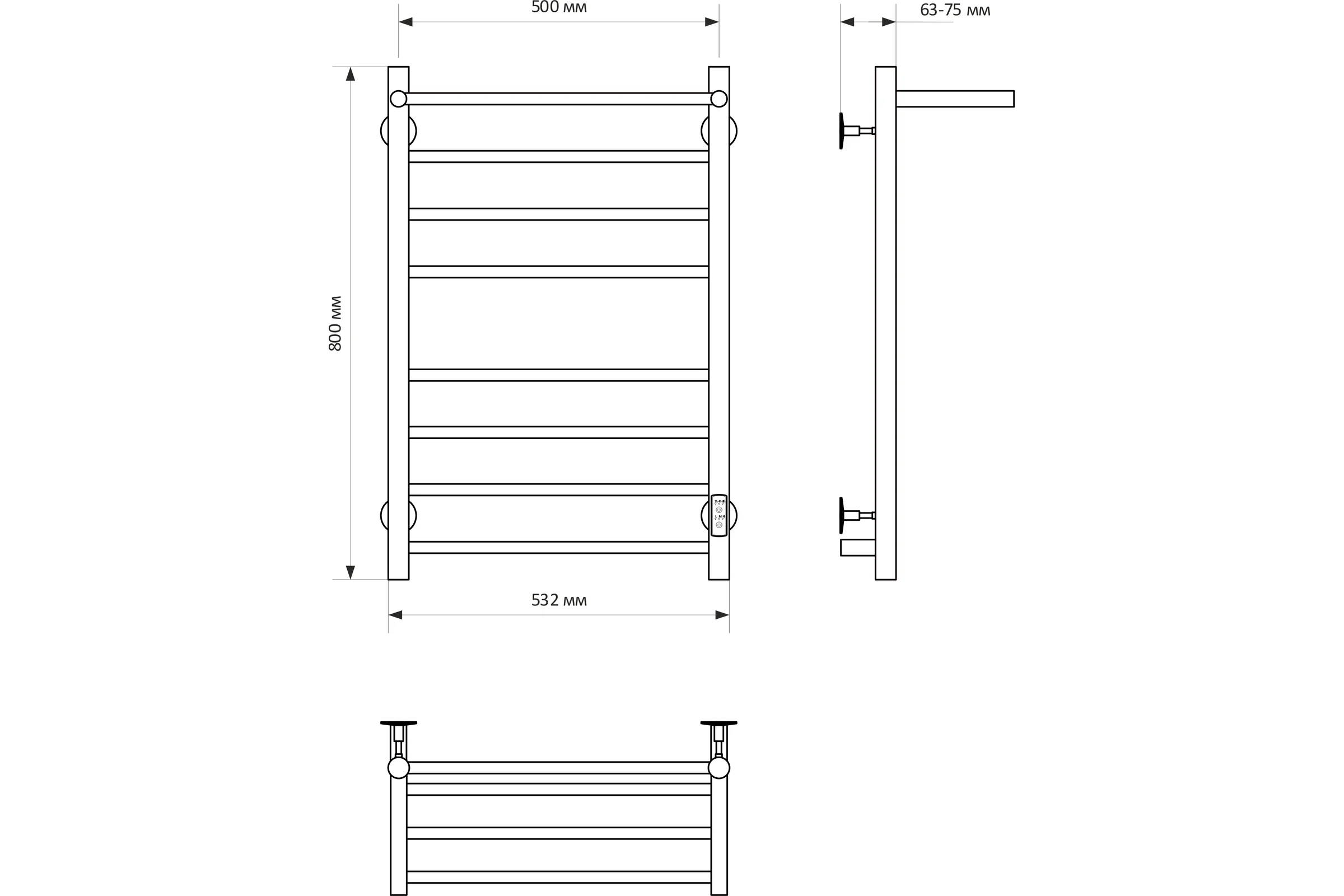Полотенцесушитель MIXLINE VEGA 80x50 таймер, 382Вт, 7 перекладин + ПОЛКА электрический БЕЛЫЙ_ 556425