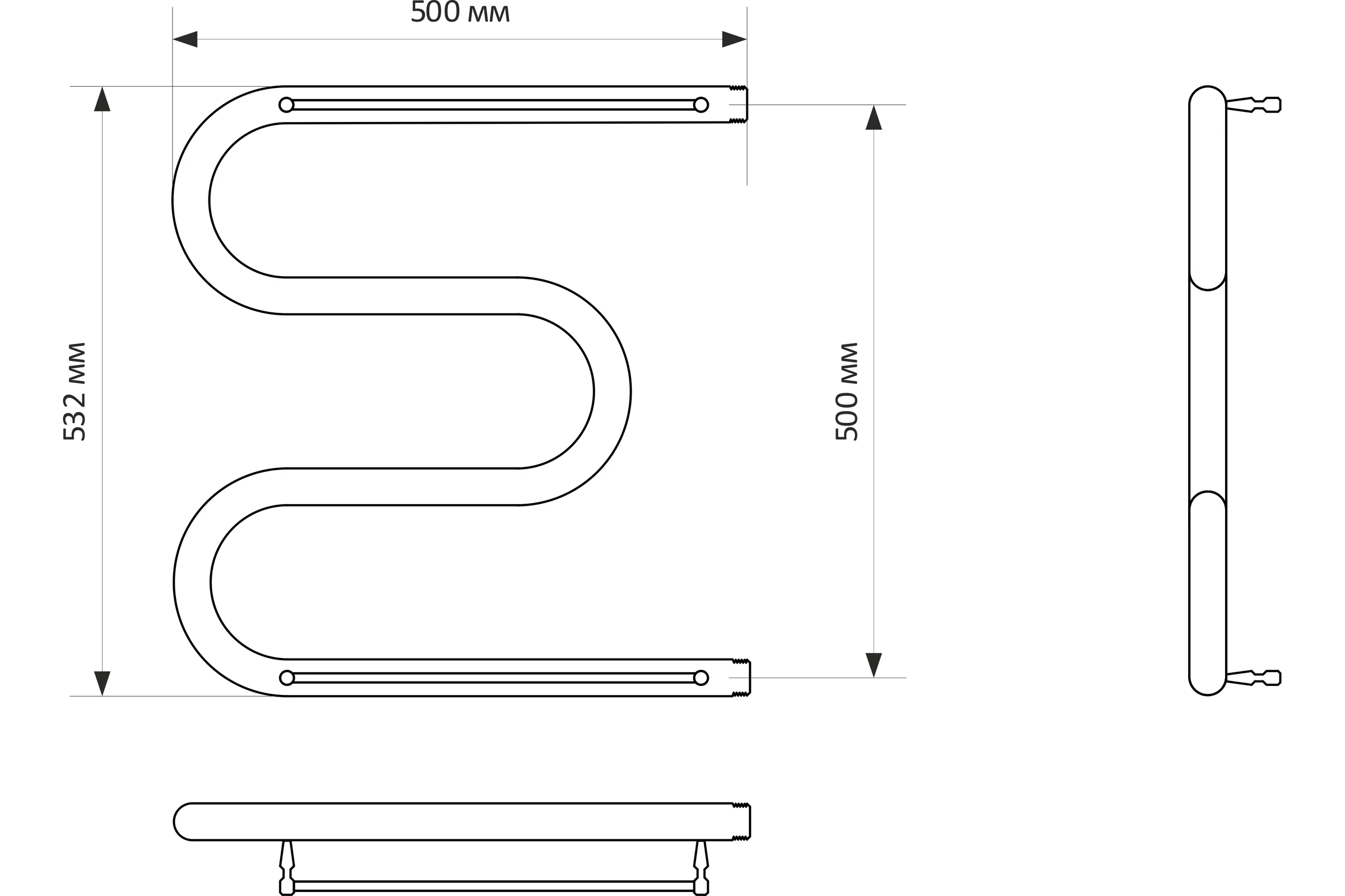 Полотенцесушитель MIXLINE SIMPLE M 50x50 1'' ПОЛКА 556298
