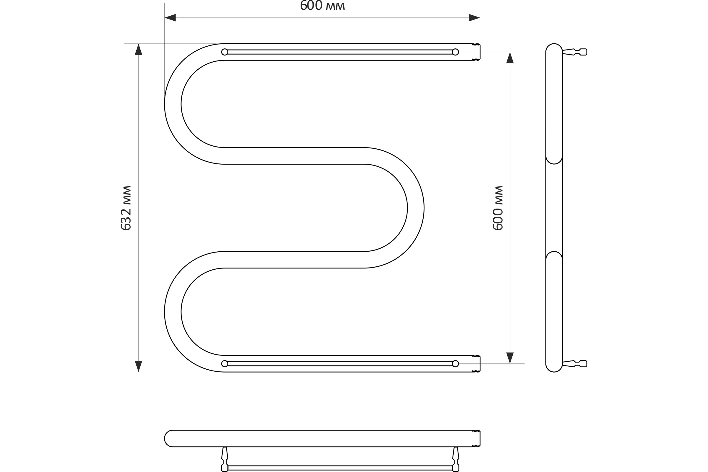 Полотенцесушитель MIXLINE SIMPLE M 60x60 1'' ПОЛКА 556309