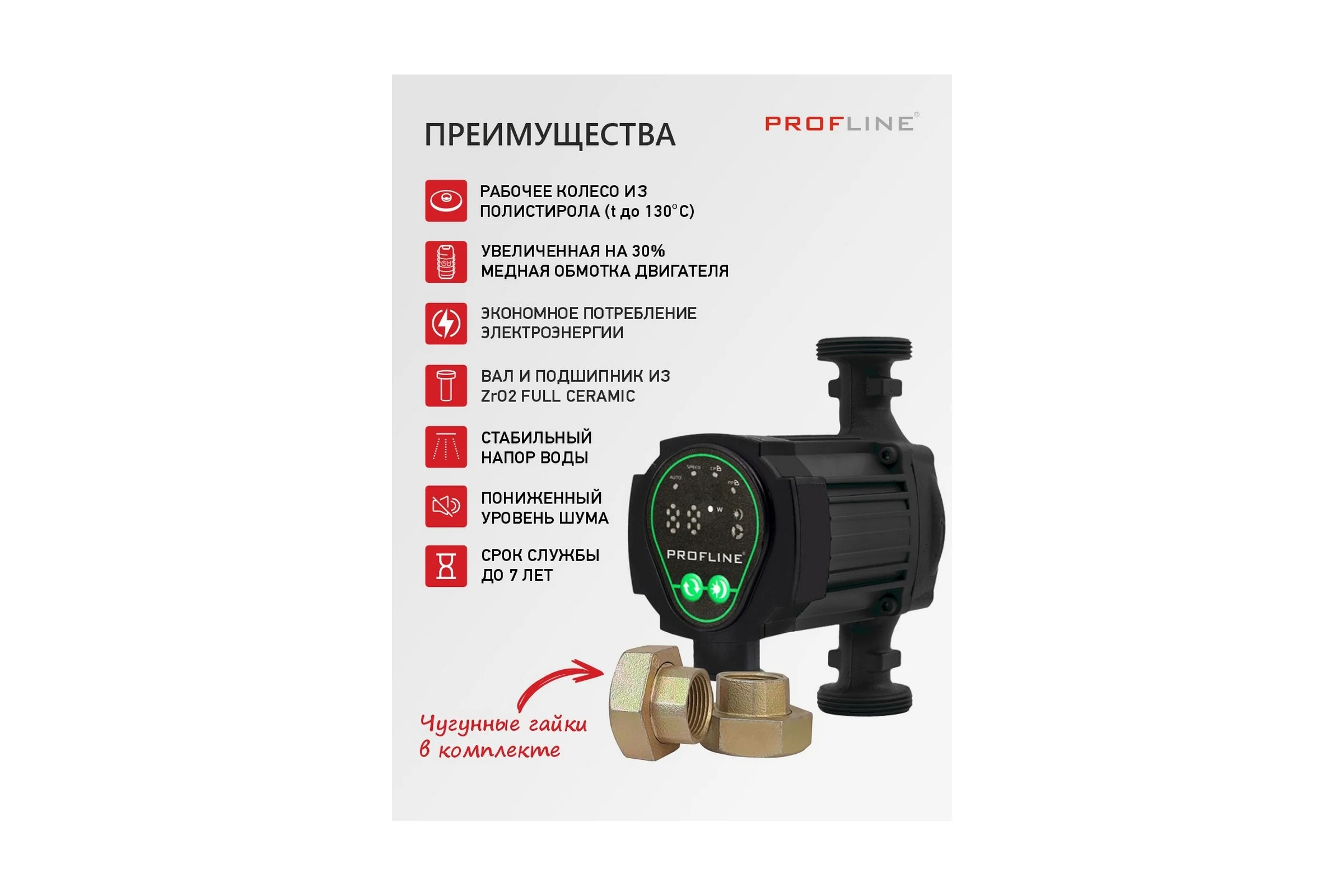 Насос циркуляционный с частотным регулированием PROFLINE LUX 25/6-130 (гайки, кабель) УТ-00051030
