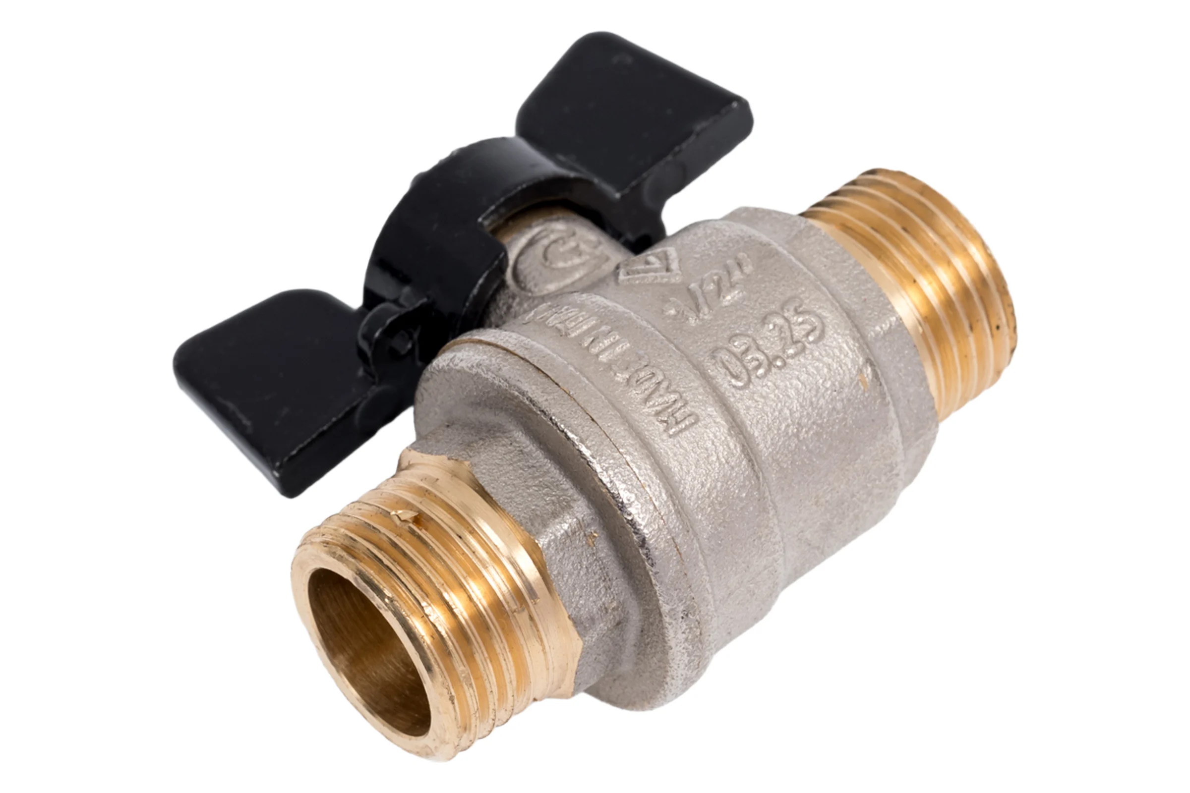 Кран шаровой BUGATTI Oregon 03270022 (ручка-бабочка) нар-нар резьба 1/2 RG008TC8M1E5QH
