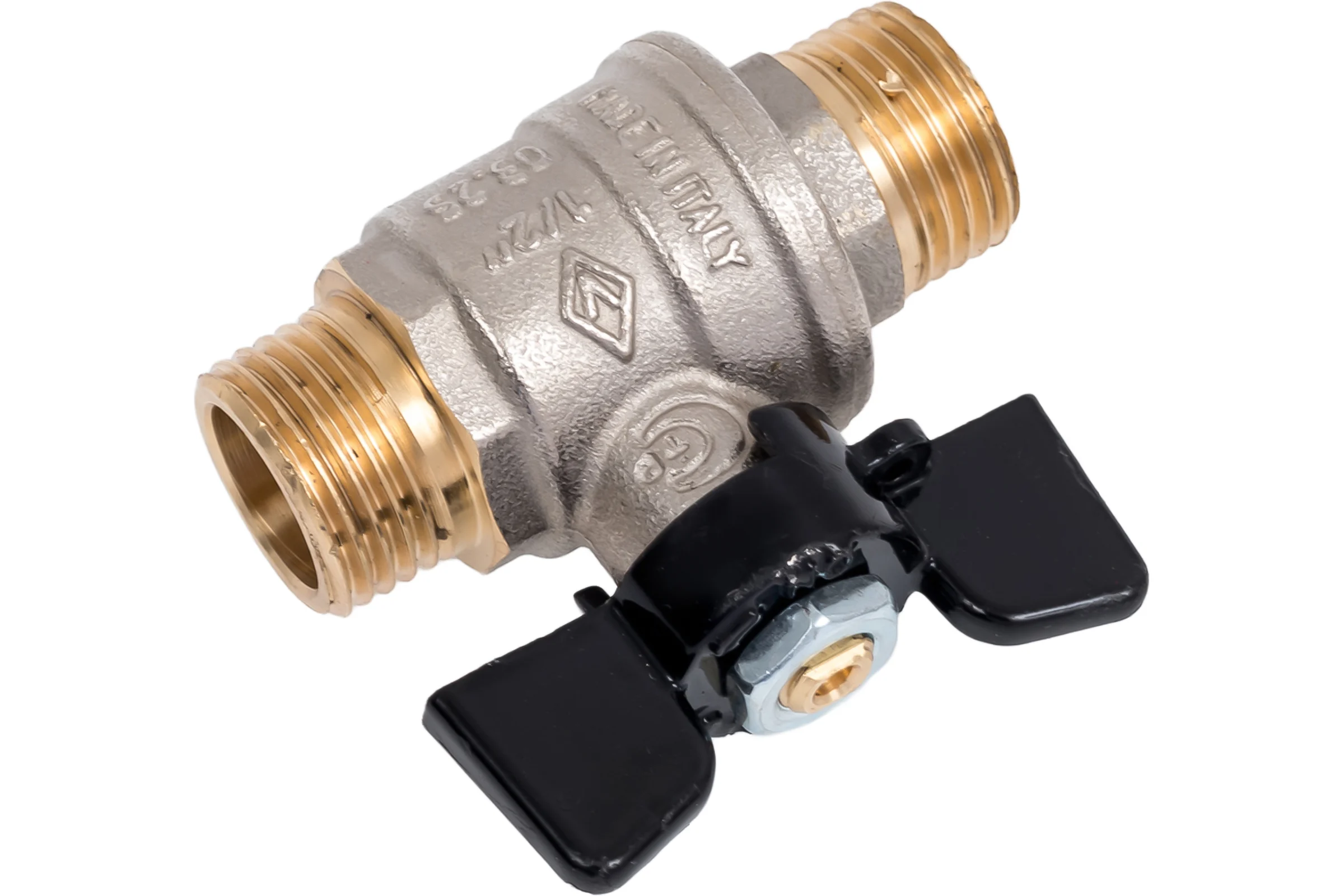Кран шаровой BUGATTI Oregon 03270022 (ручка-бабочка) нар-нар резьба 1/2 RG008TC8M1E5QH