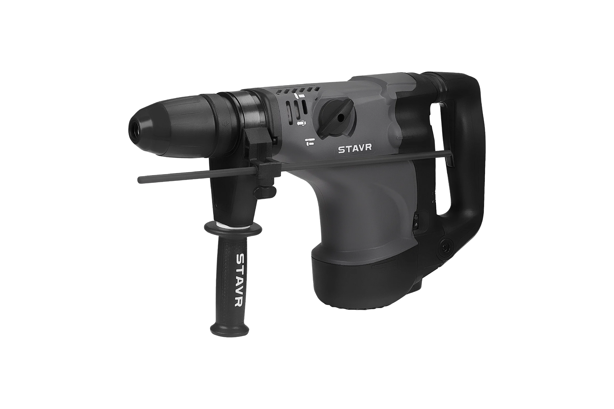 Перфоратор Ставр SDS-MAX, 40мм, вертик, 1200Вт, Stavr SBH 1200-40, 2 реж,AVS, индик, 10Дж,235-500об/мин с рег-ой, 1350-2800уд/мин,кабель 5м (набор осн,кейс) 9030300324
