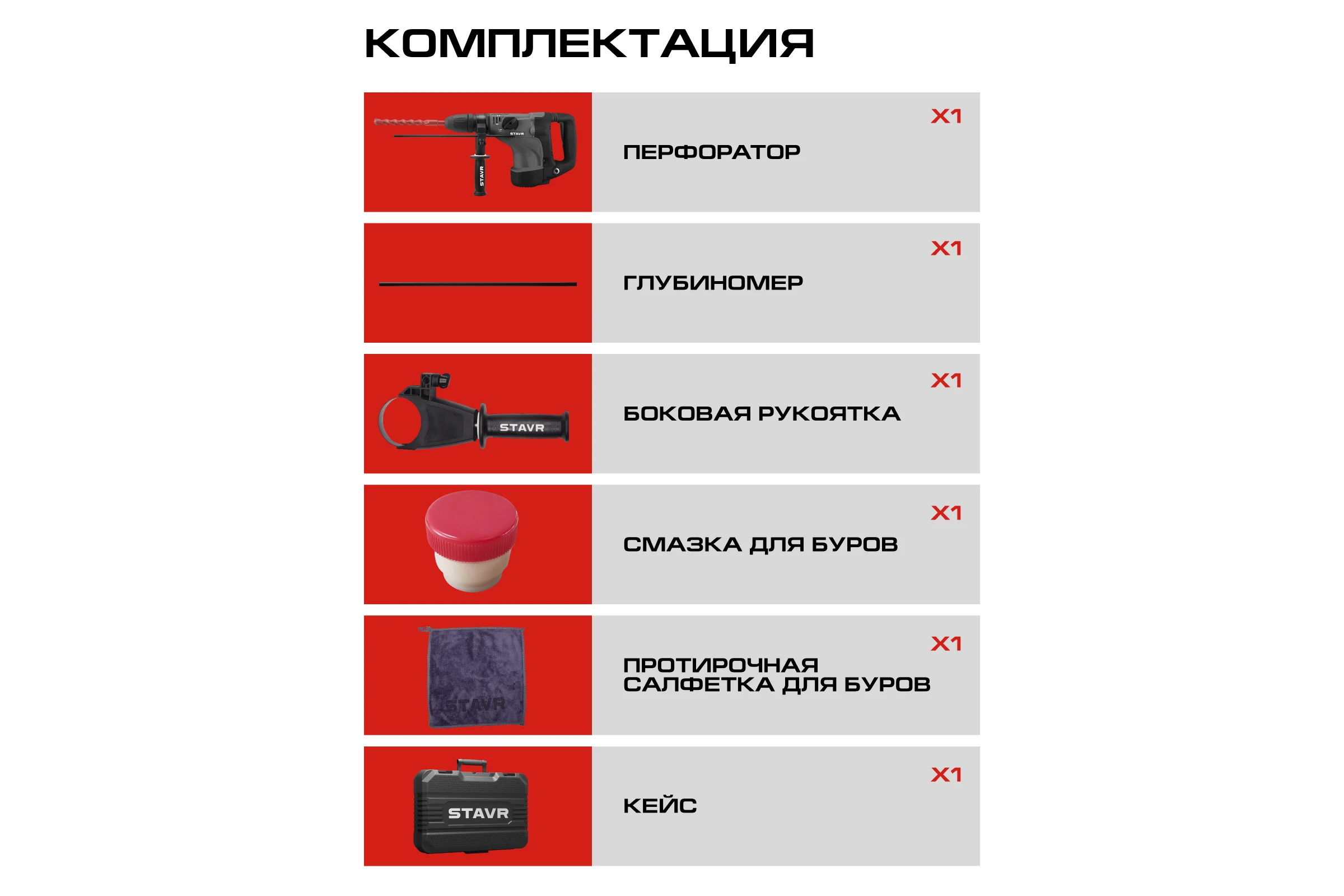 Перфоратор Ставр SDS-MAX, 40мм, вертик, 1200Вт, Stavr SBH 1200-40, 2 реж,AVS, индик, 10Дж,235-500об/мин с рег-ой, 1350-2800уд/мин,кабель 5м (набор осн,кейс) 9030300324