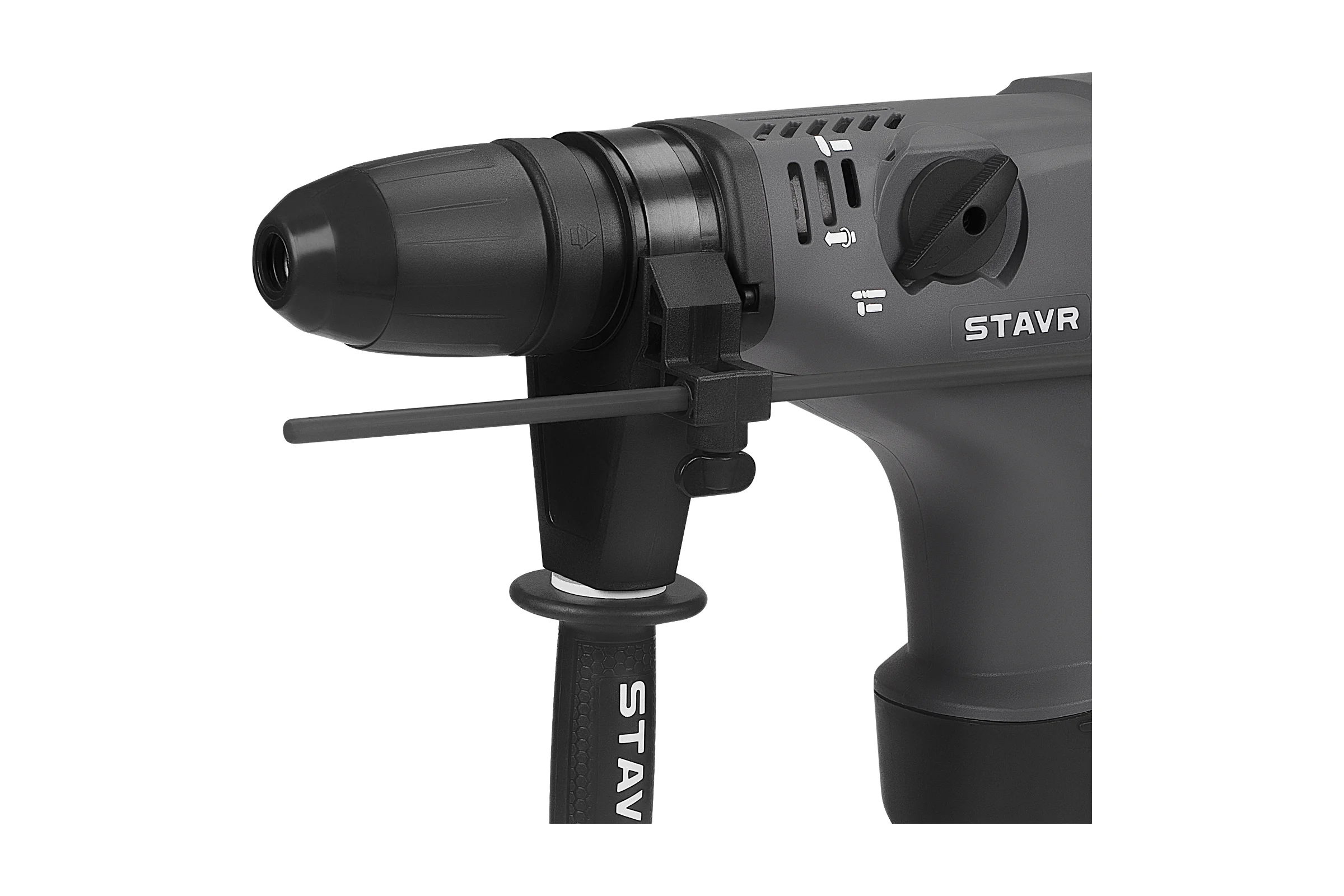 Перфоратор Ставр SDS-MAX, 40мм, вертик, 1200Вт, Stavr SBH 1200-40, 2 реж,AVS, индик, 10Дж,235-500об/мин с рег-ой, 1350-2800уд/мин,кабель 5м (набор осн,кейс) 9030300324