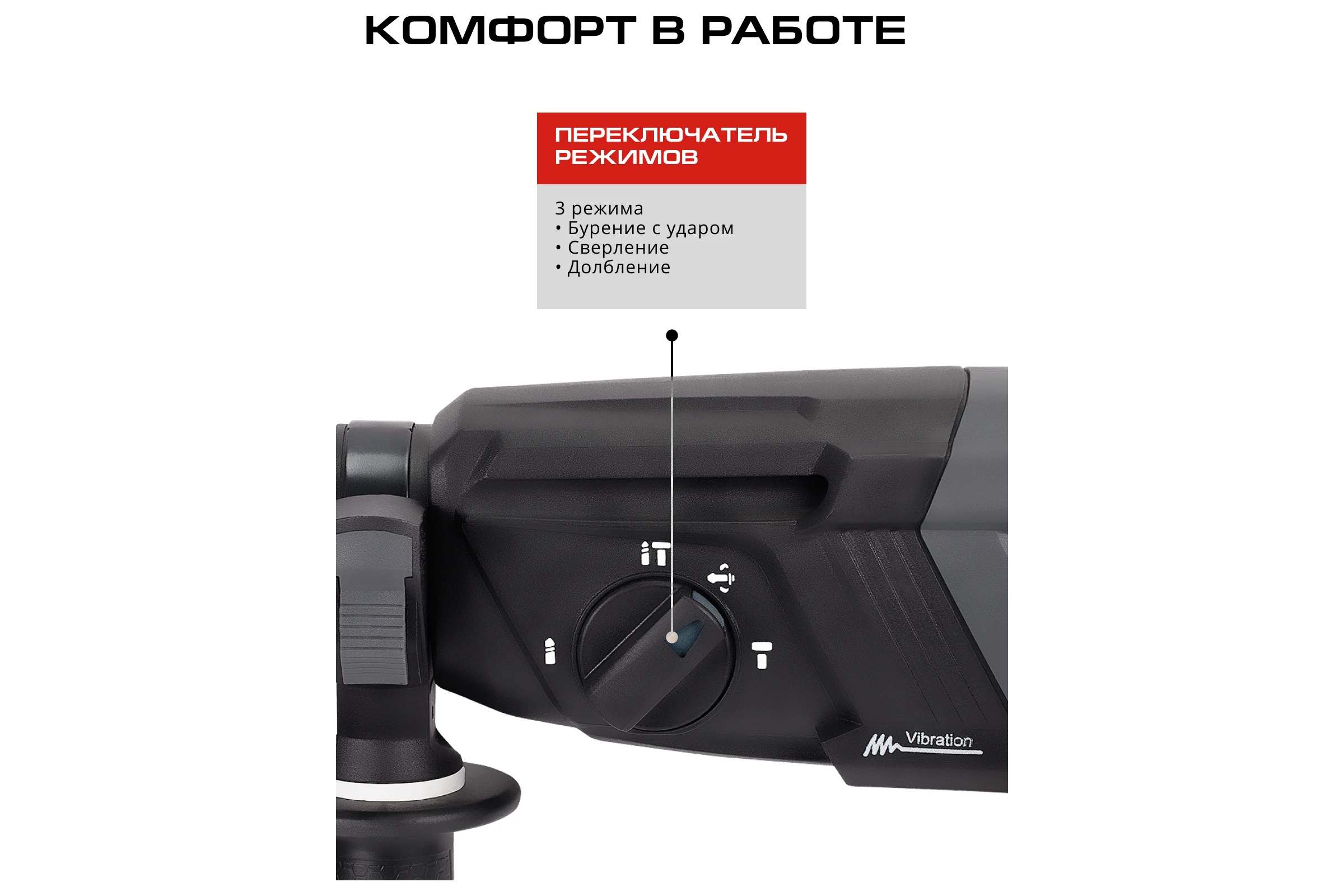 Перфоратор СТАВР SDS-PLUS, 30мм, горизонт, 1100Вт, Stavr SBH 1100-30AV, 3 режима, AVS, 3.2Дж, 0-1000об/мин, 0-5200уд/мин, кабель 3м (набор осн, кейс) 9030300314