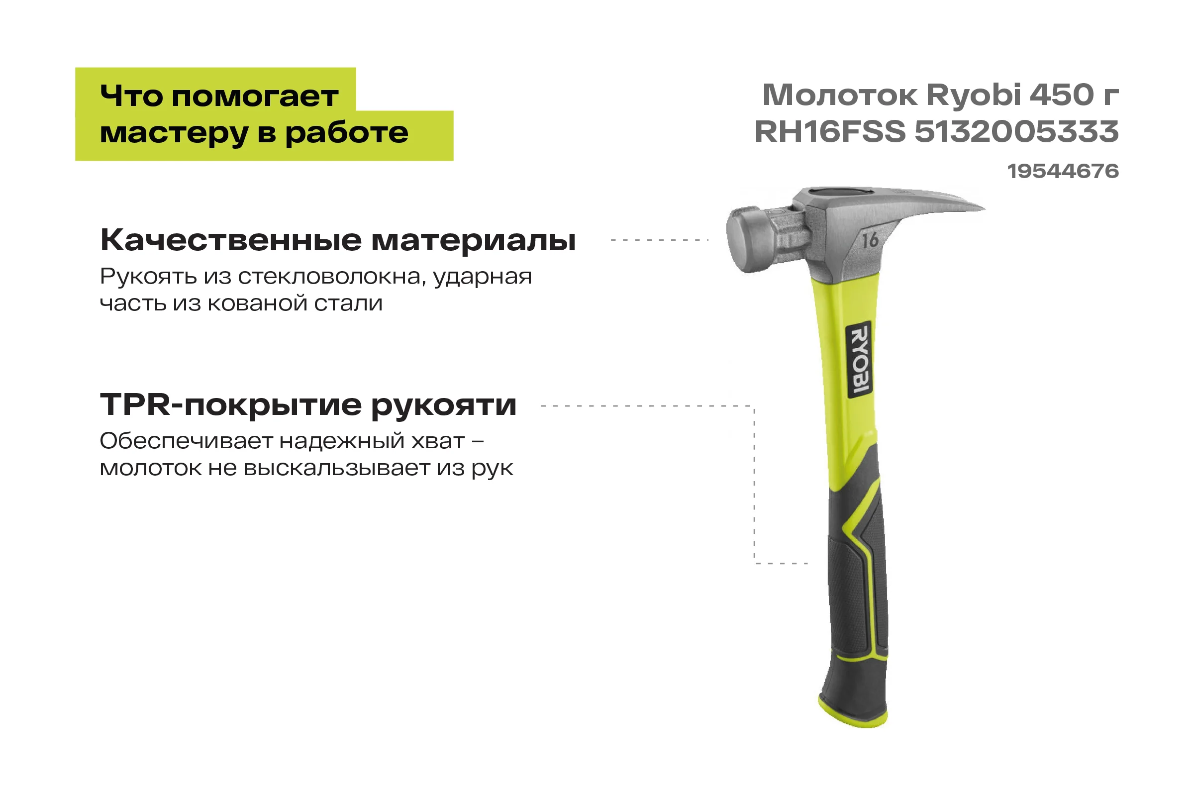 Молоток Ryobi 450 г RH16FSS 5132005333