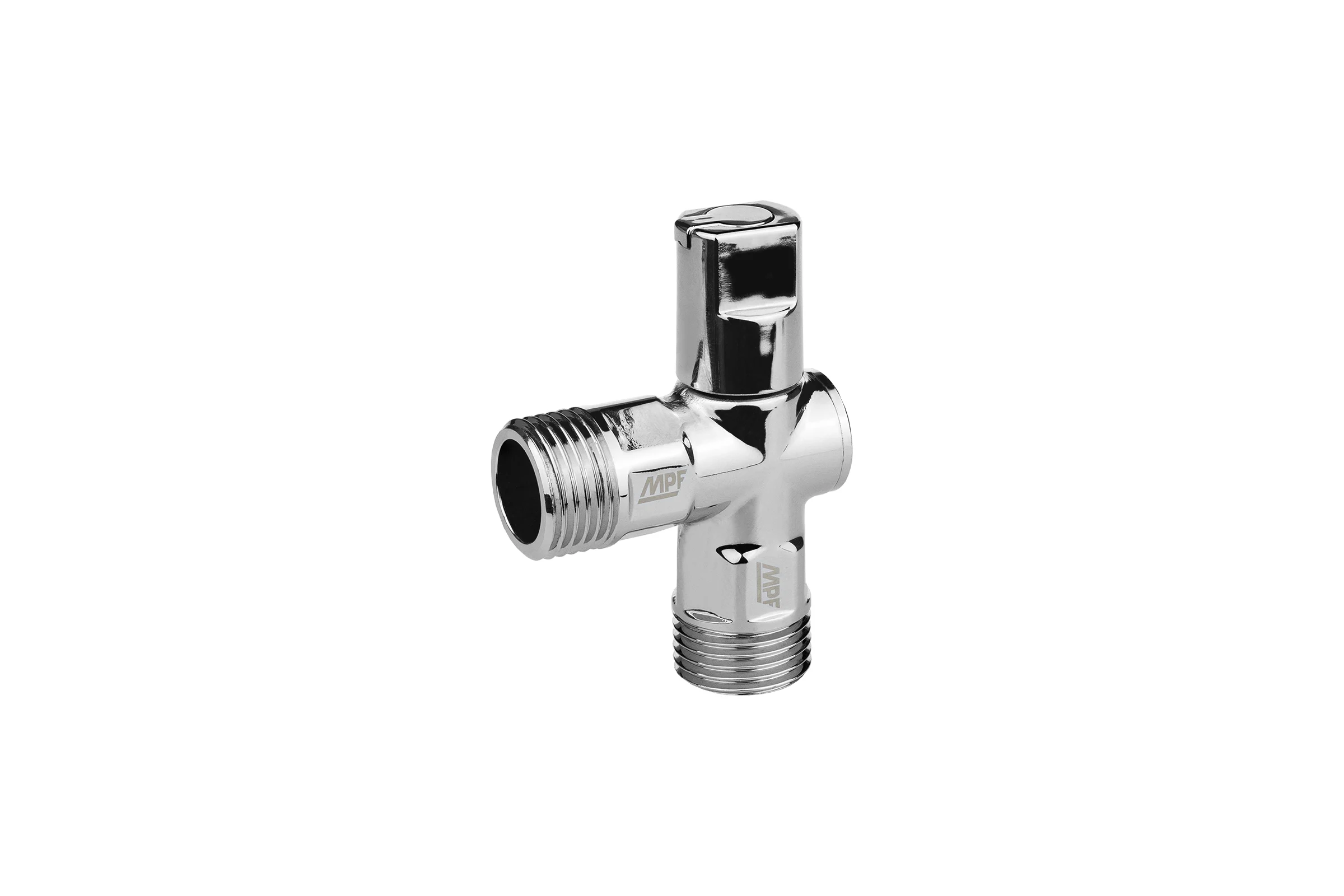 Кран угловой MPF 1/2" для бытовой техники, шаровой, н/н (универсальный) ХРОМ латунь, ГОСТ ИС.081199