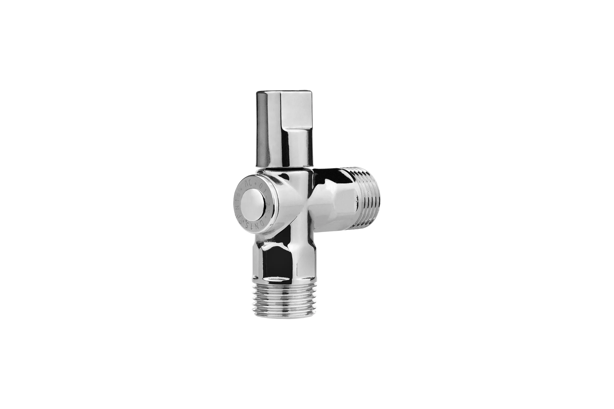 Кран угловой MPF 1/2" для бытовой техники, шаровой, н/н (универсальный) ХРОМ латунь, ГОСТ ИС.081199