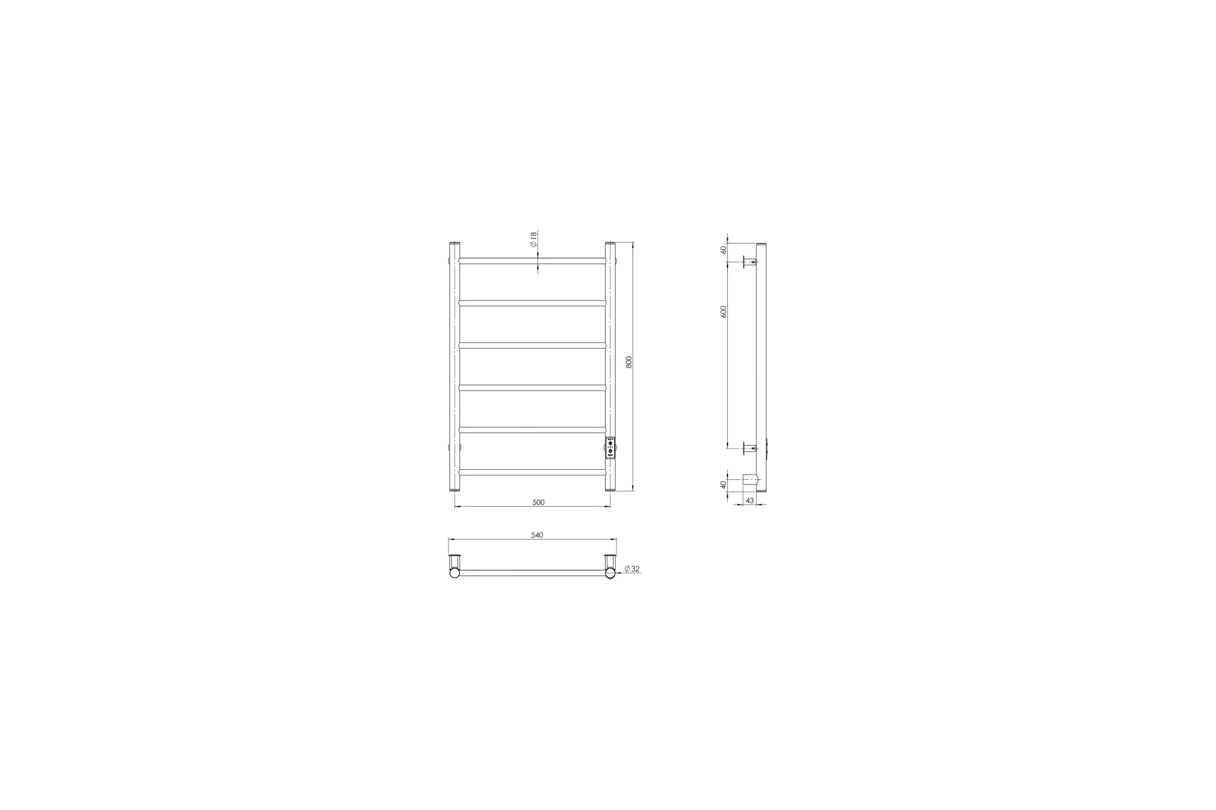 Полотенцесушитель MIXLINE VEGA 80x50 таймер, 289 Вт, 6 перекладин электрический БЕЛЫЙ 556348