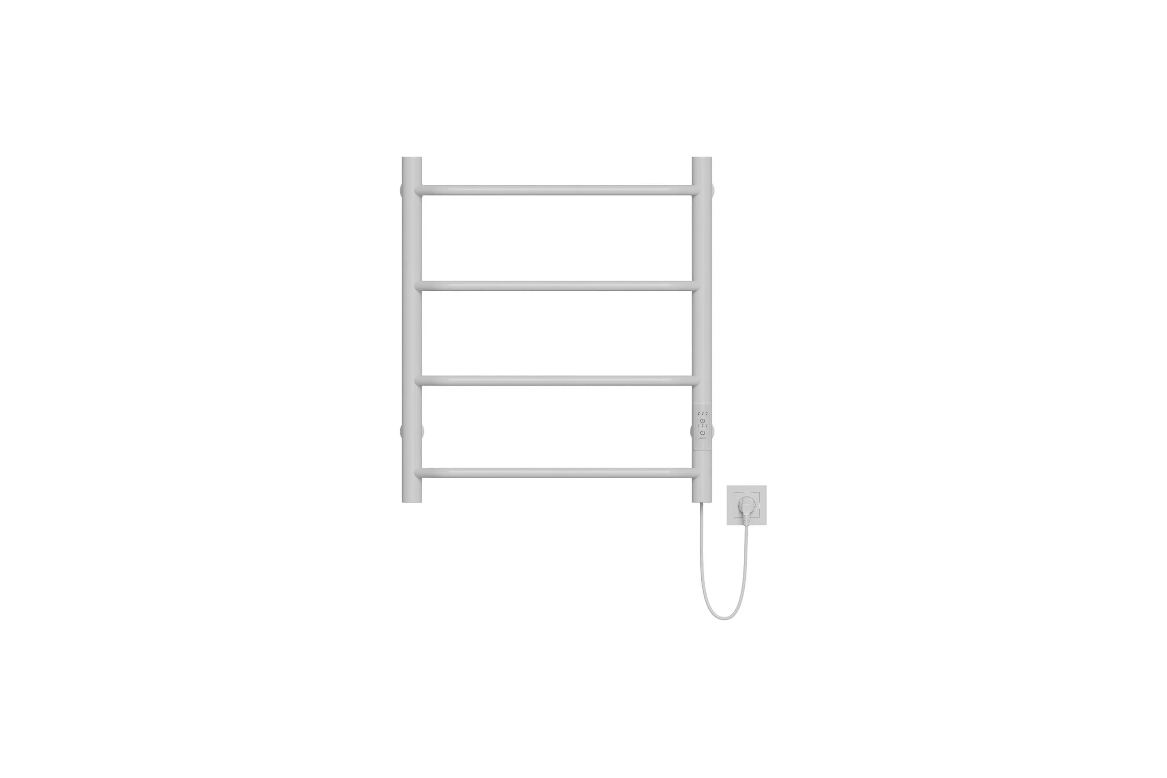 Полотенцесушитель MIXLINE MIRA 60x50 таймер, 201 Вт, 4 перекладины, электрический, белый 556343