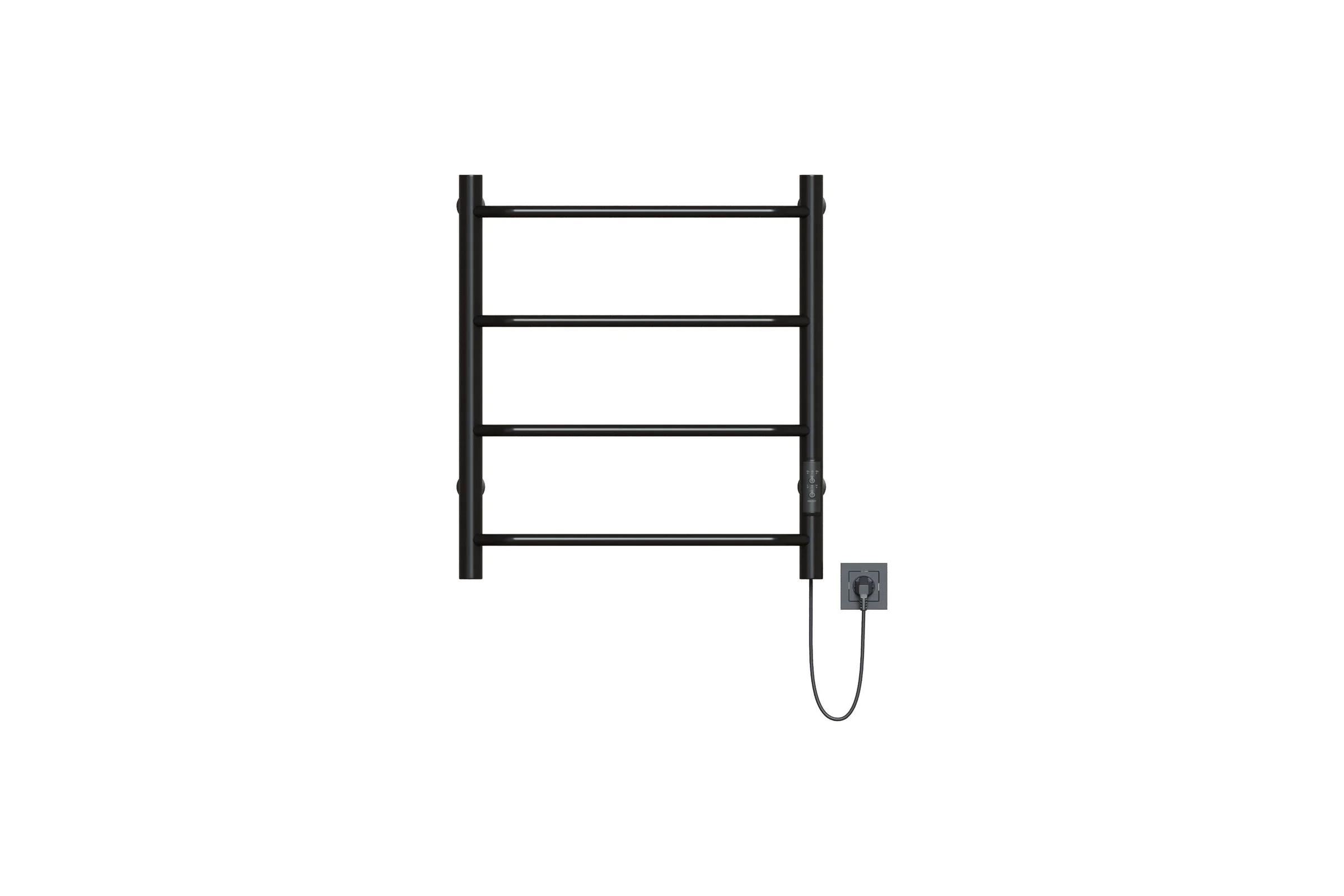 Полотенцесушитель MIXLINE MIRA 60x50 таймер, 201 Вт, 4 перекладины, электрический, черный 556344